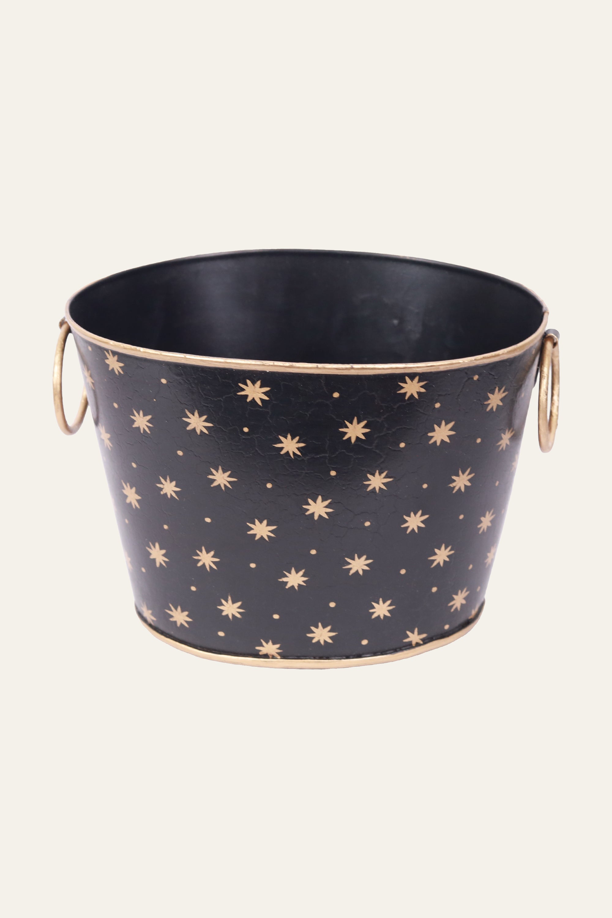 Hand Painted Star Pattern Metal Bin