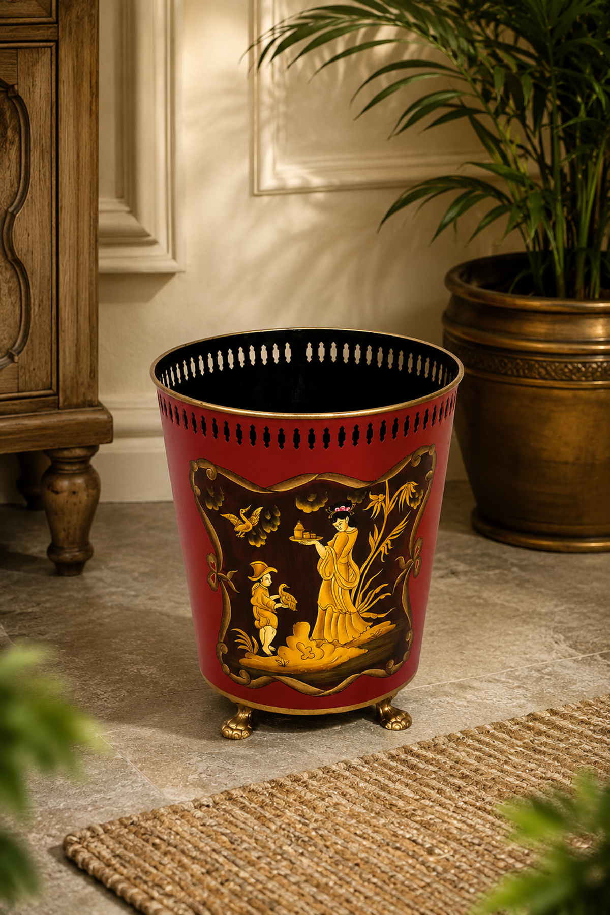 Hand painted waste bin