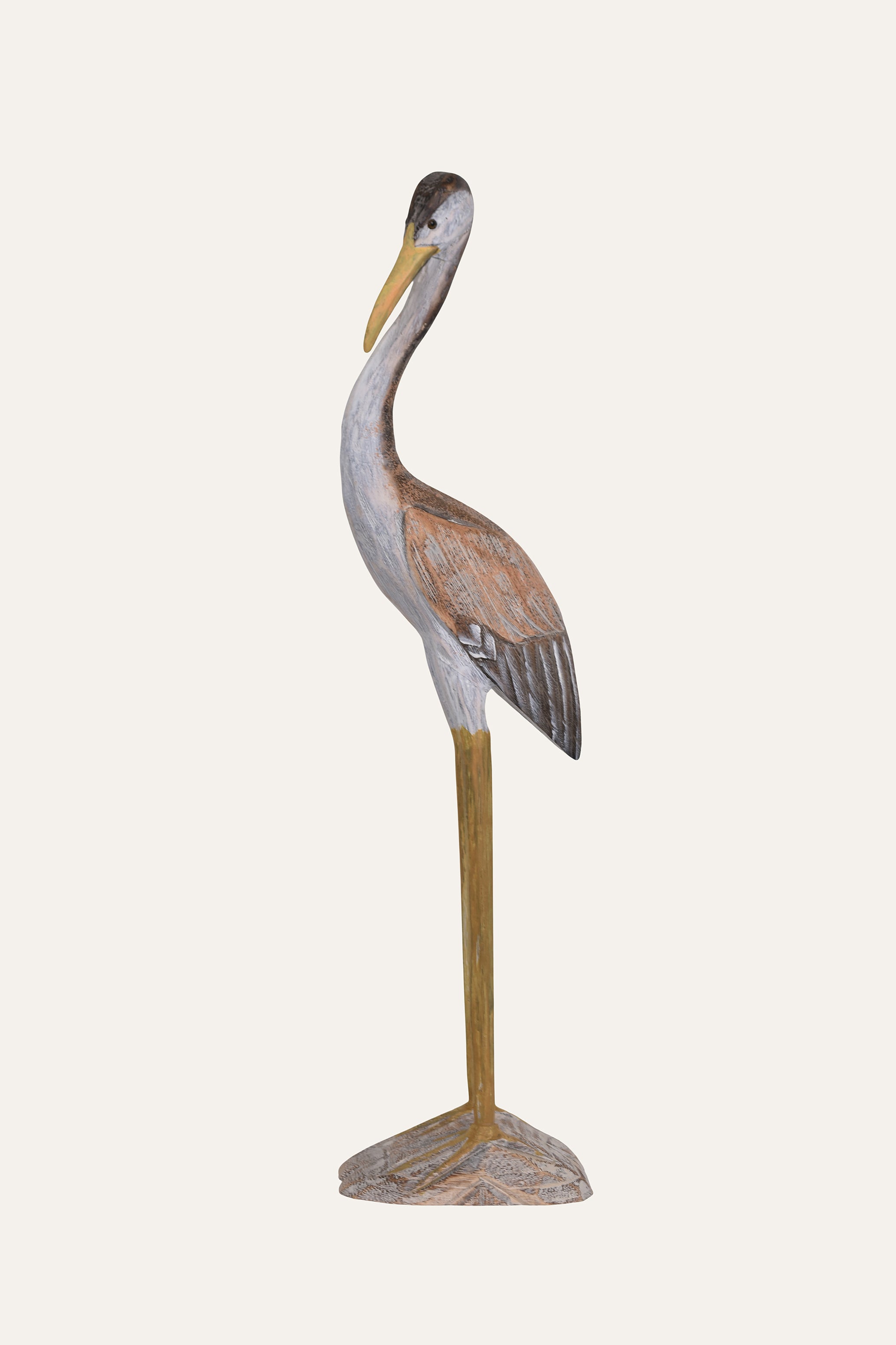 Handcrafted Paulownia Wood Tall Standing Bird Sculpture