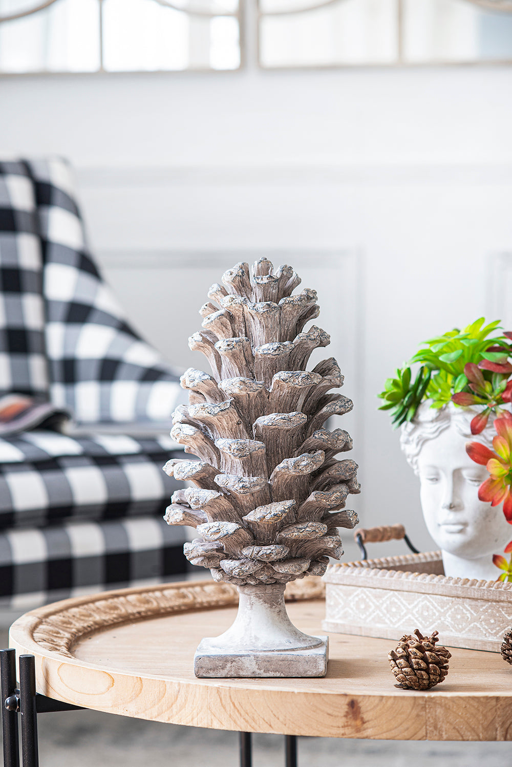 Handcrafted pine cone sculpture