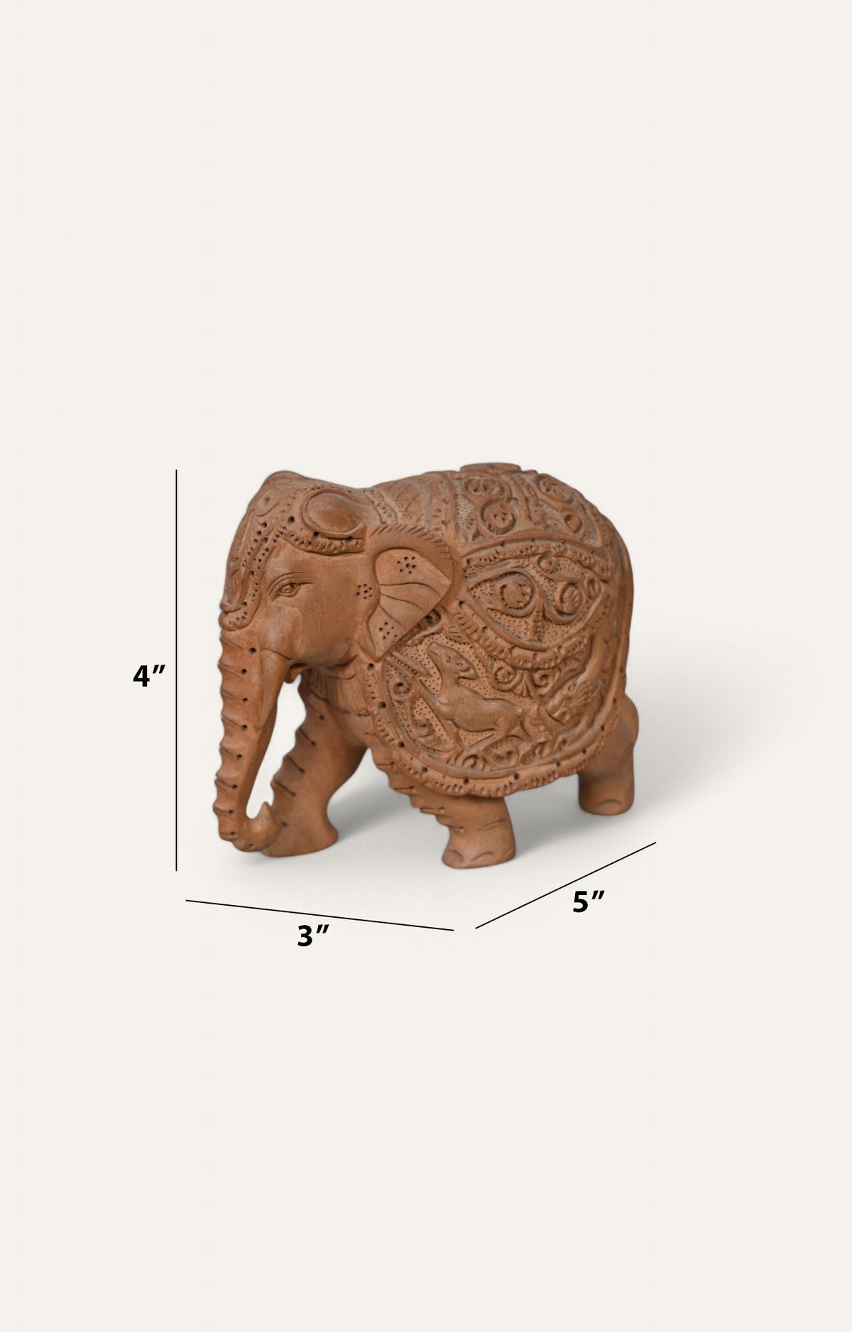 Handcrafted teak wood elephant statue