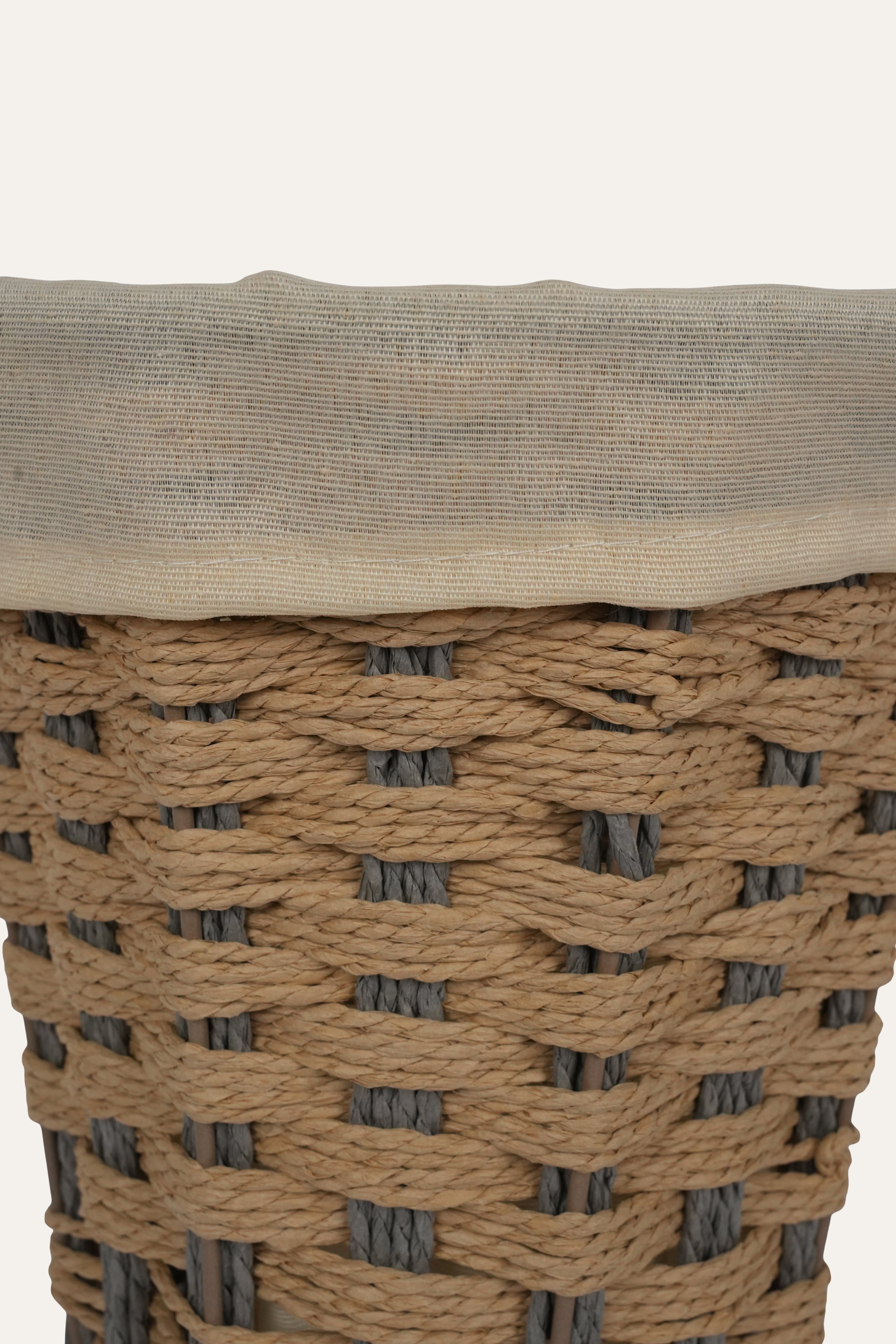Handmade Woven Basket with Cotton Fabric Liner