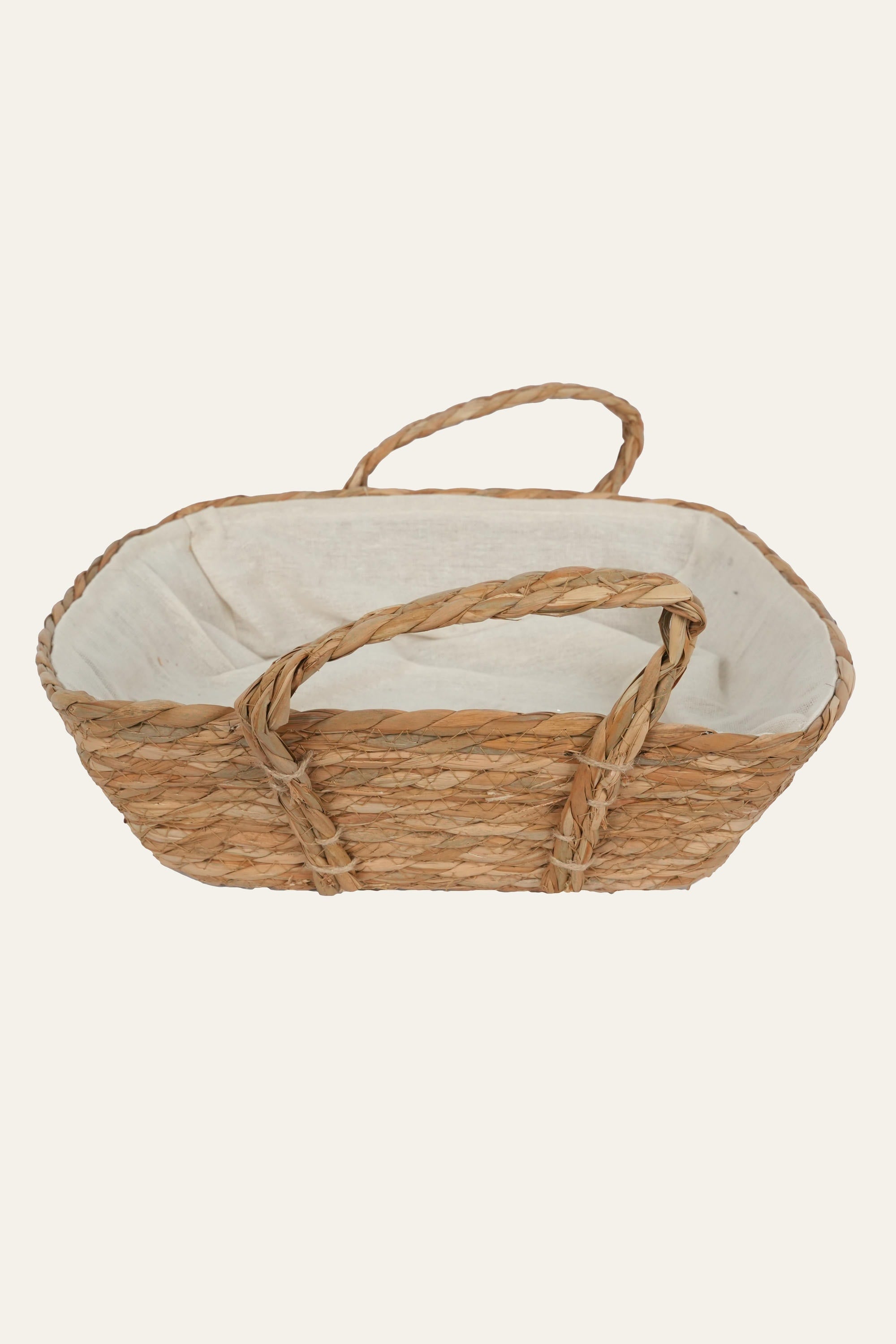 Handwoven rectangular storage basket