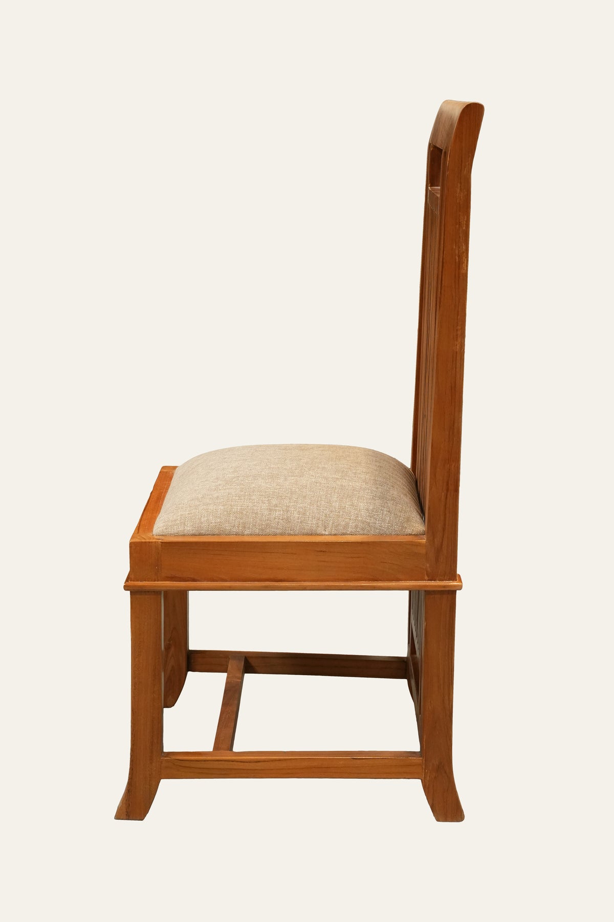 High Slatted Back Wooden Accent Chair
