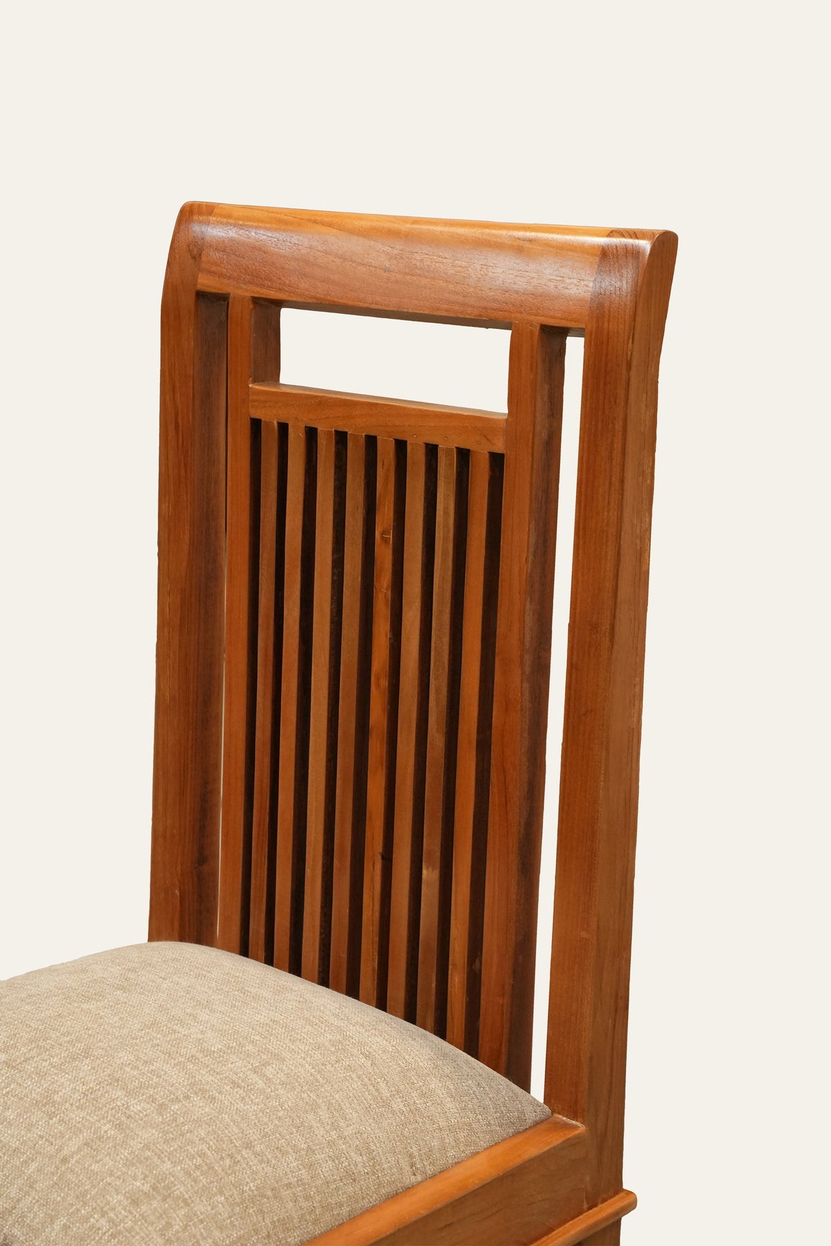 High Slatted Back Wooden Accent Chair