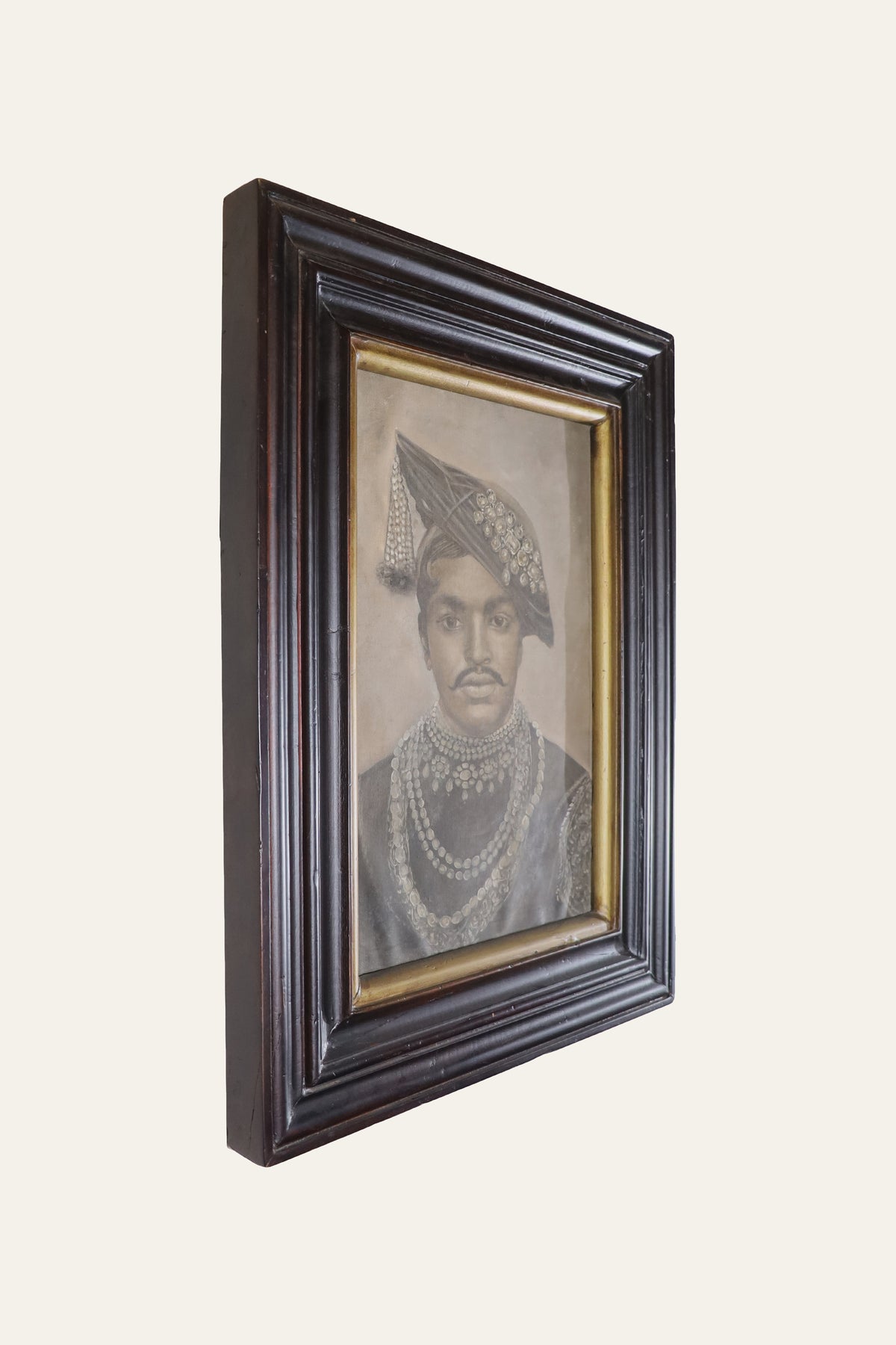 Royal Shahu Maharaj of Kolhapur Monochrome Oil Painting