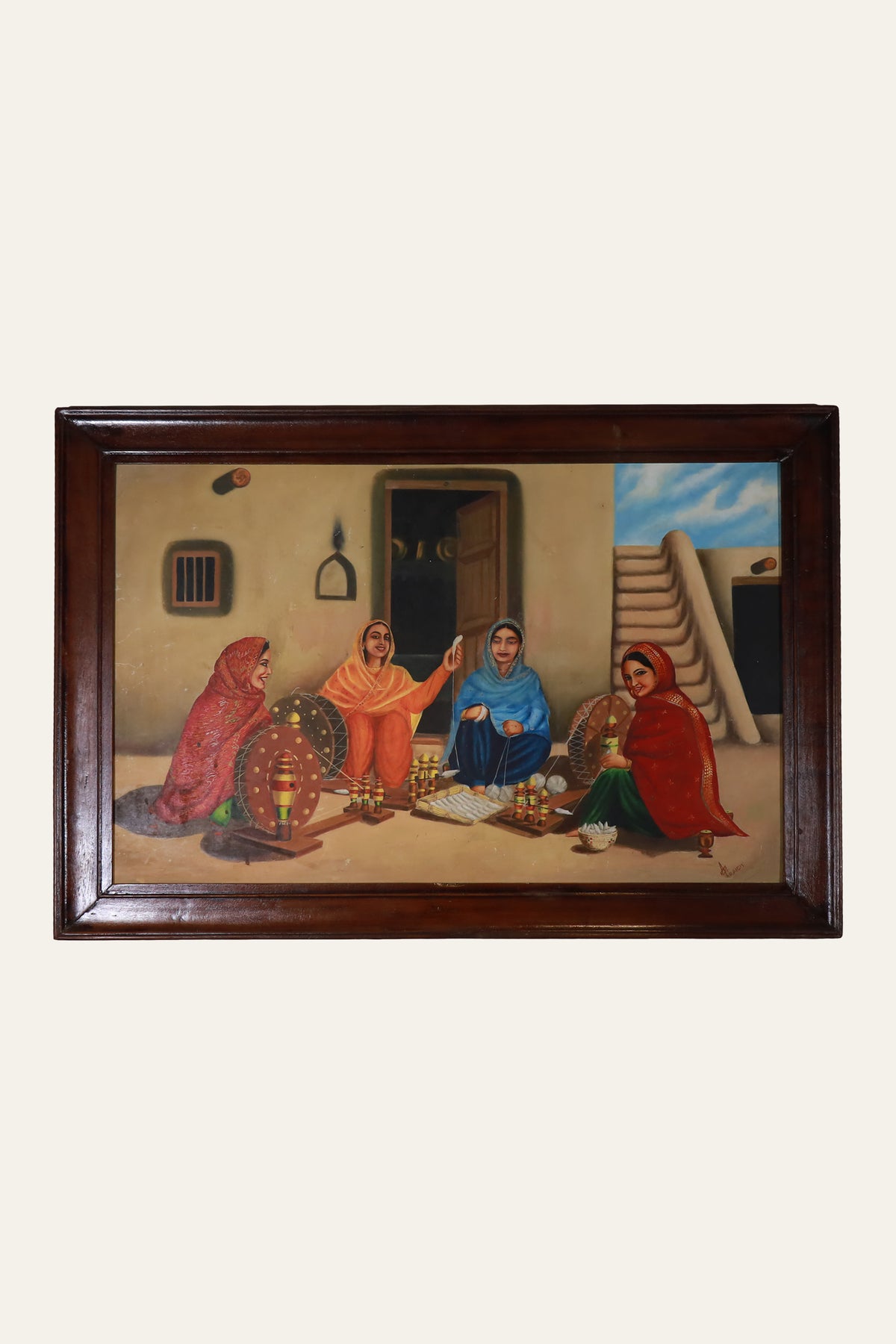 Indian Village Women Craft Scene Painting for Living Rooms
