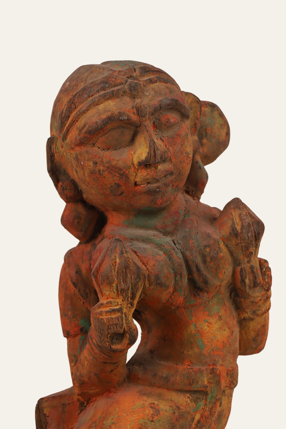 Mounted Teakwood Celestial Dancer Statue