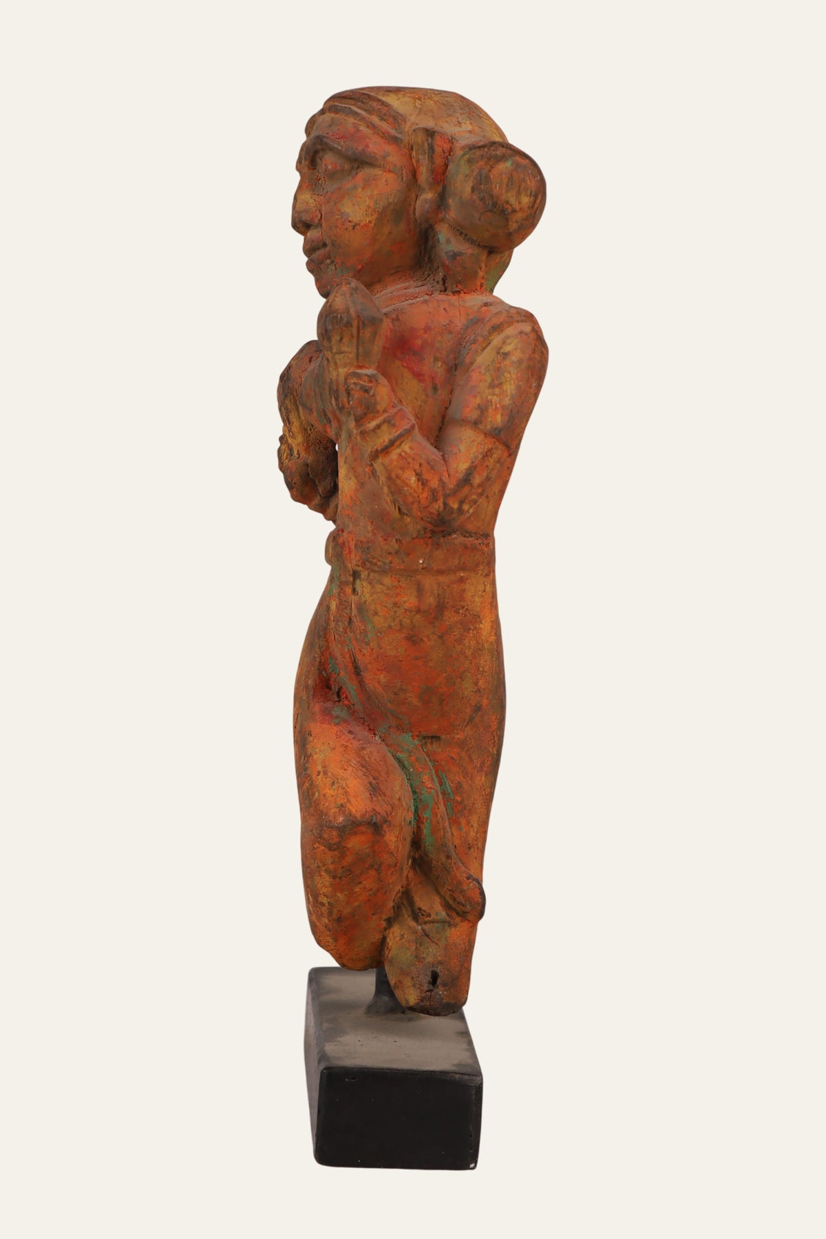Mounted Teakwood Celestial Dancer Statue