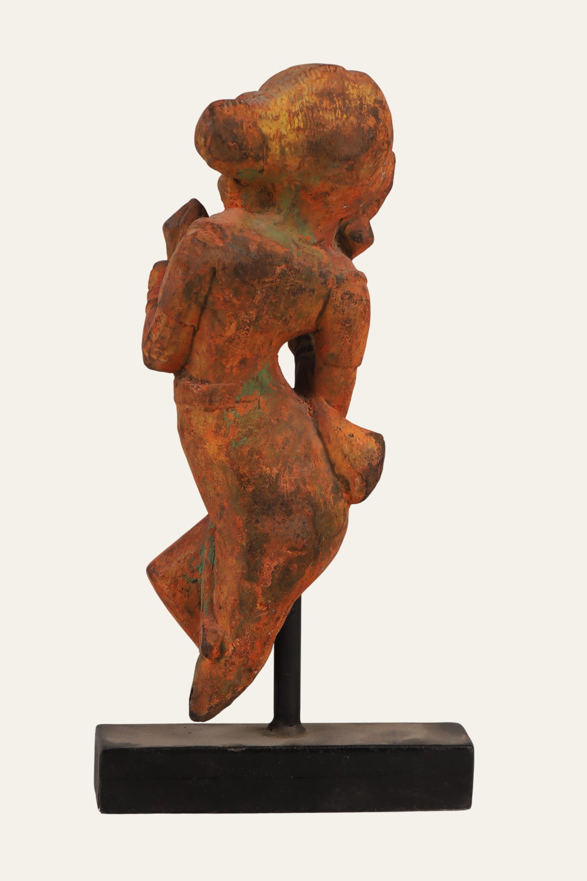 Mounted Teakwood Celestial Dancer Statue