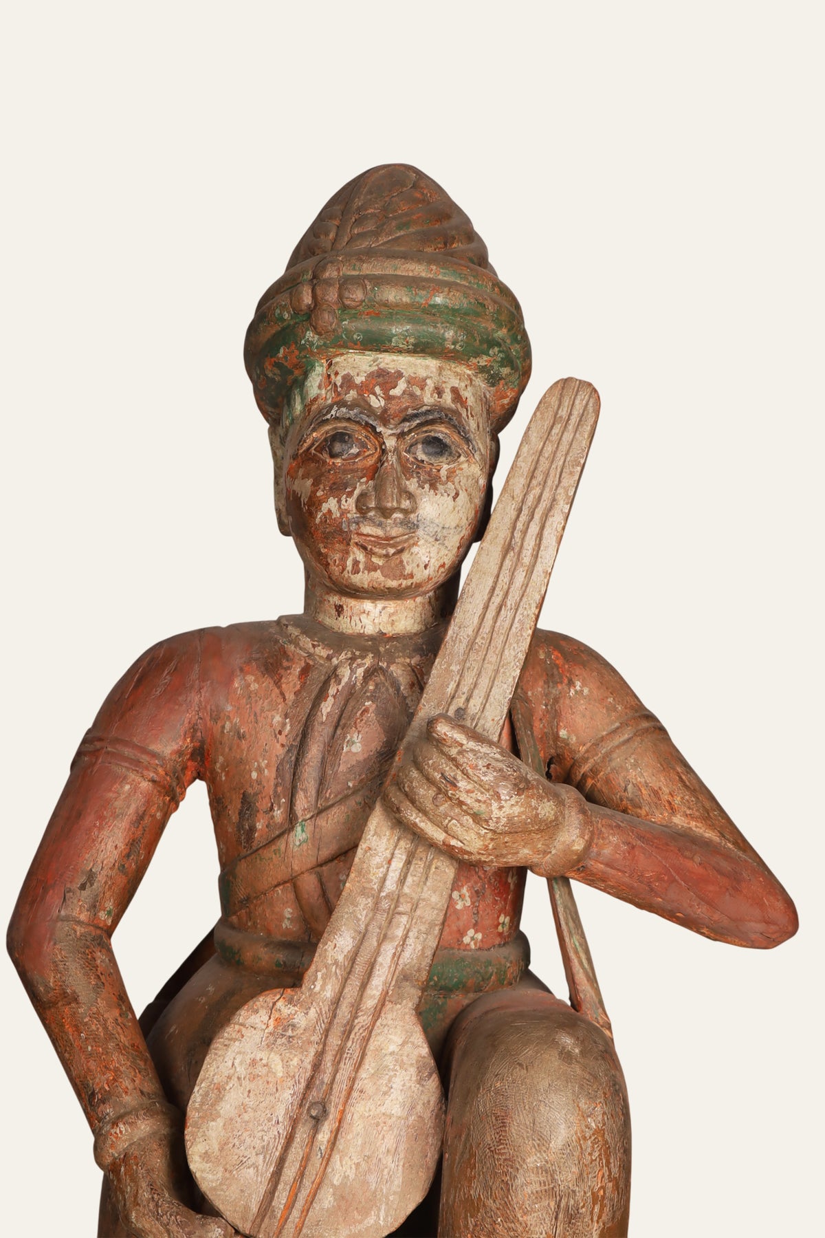 Indian Musician Man Figure on Gallery Pedestal Block