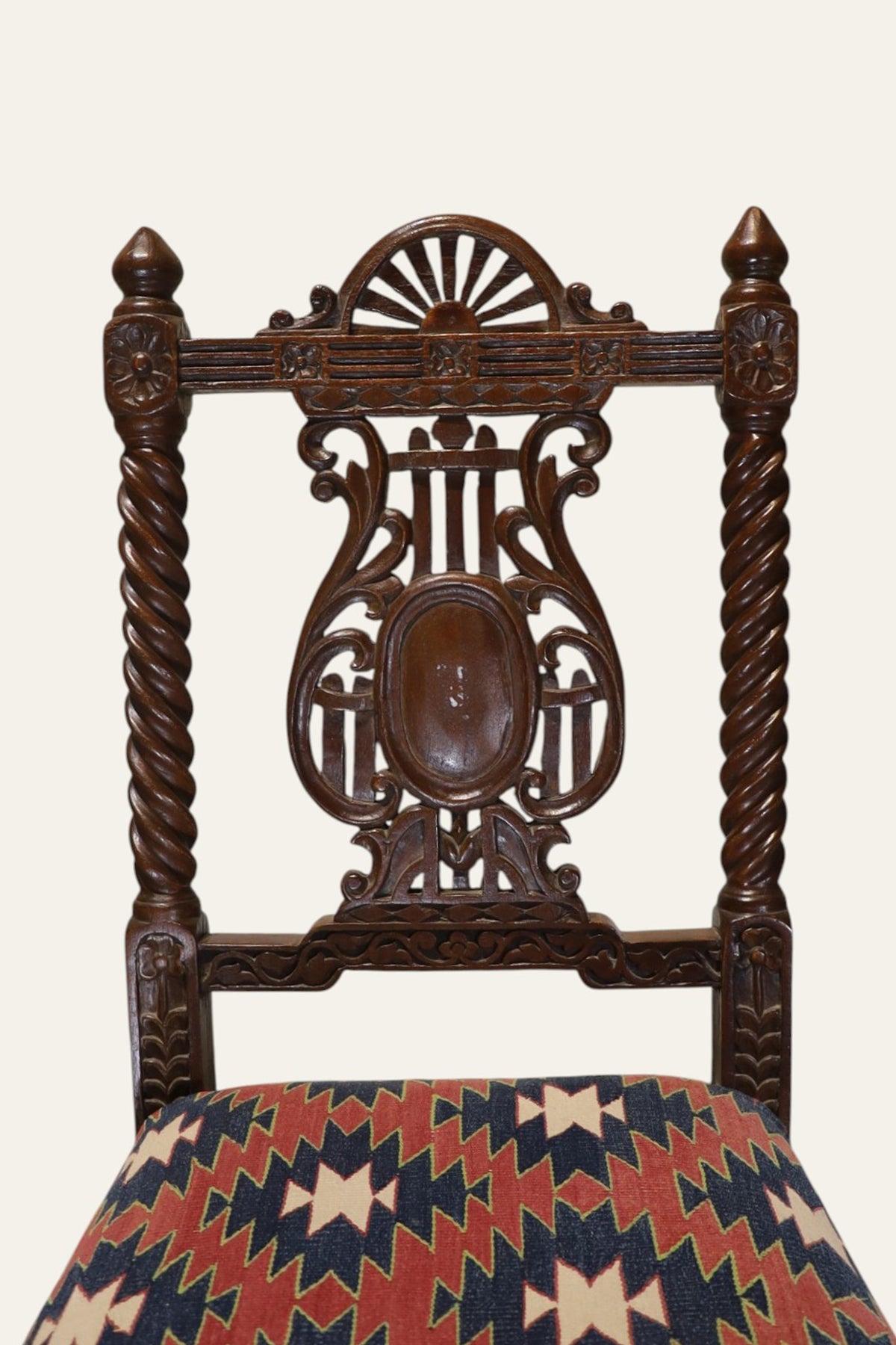 Barley Twist Carved Study Chair with Lyre Back Splat