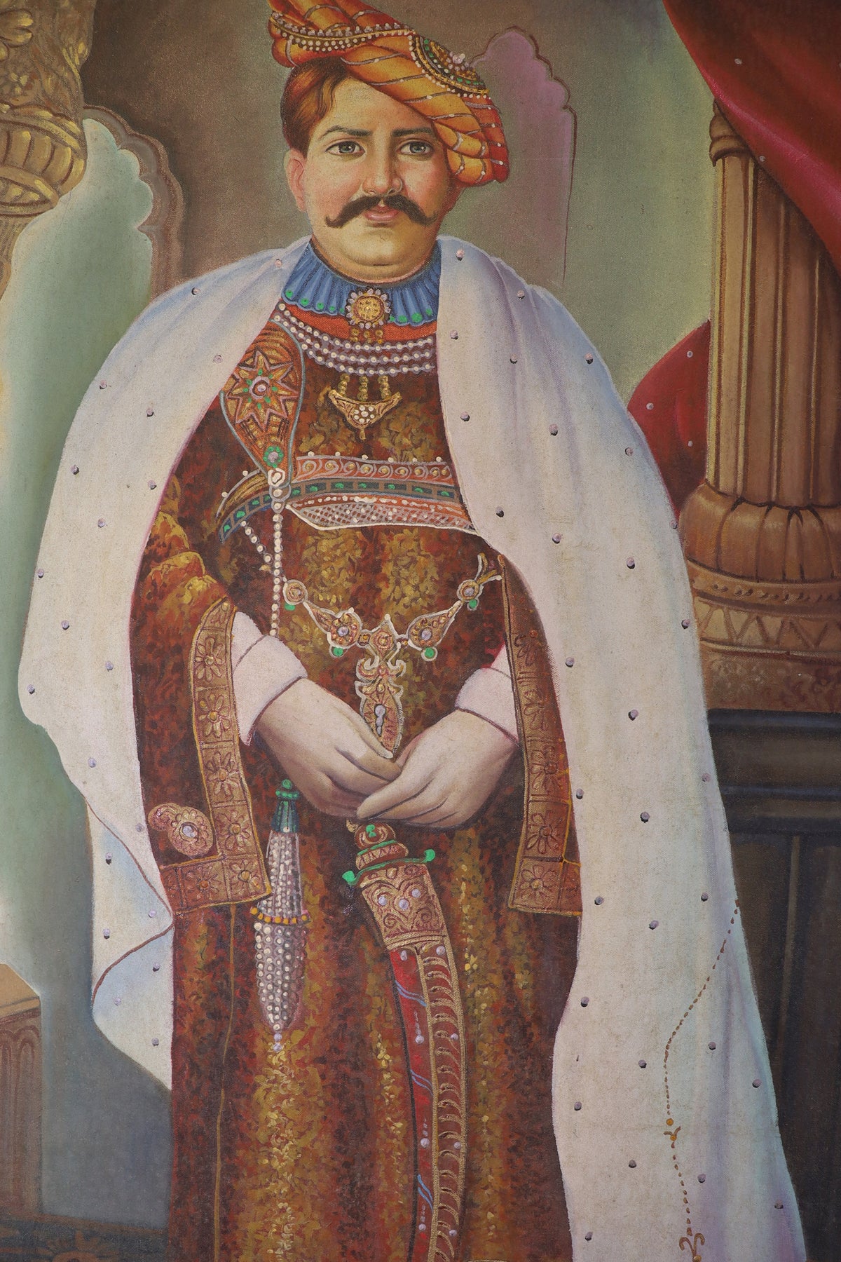 Royal Indian Maharaja Oil Painting for Plush Interiors