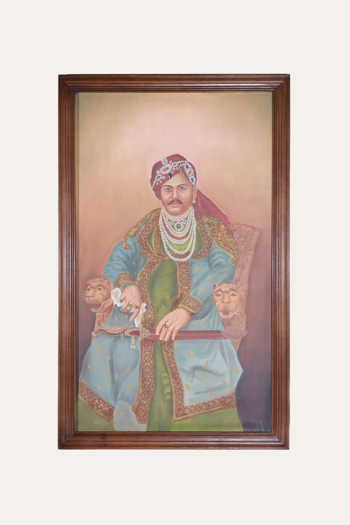 Maharaja on The Lion Throne Oil Painting for Hallways