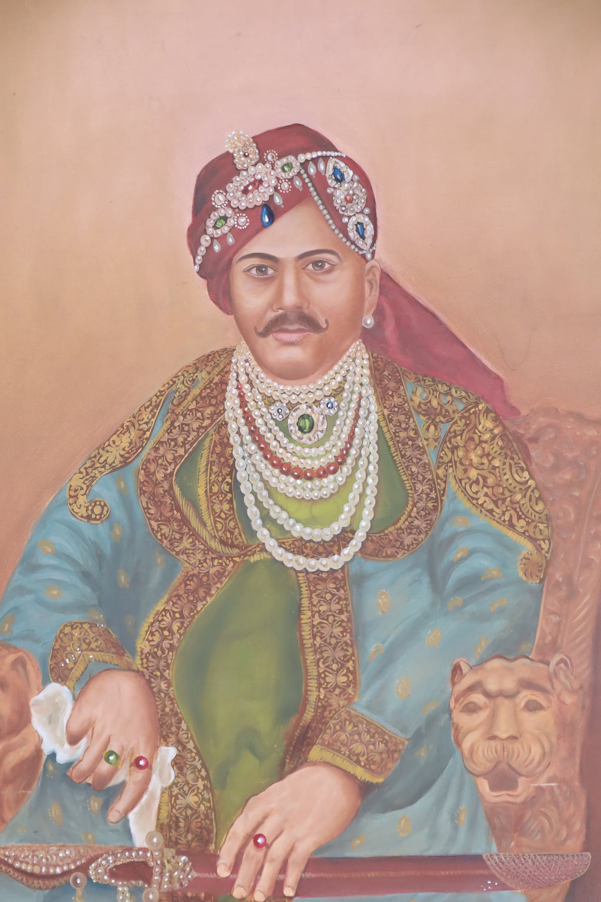 Maharaja on The Lion Throne Oil Painting for Hallways