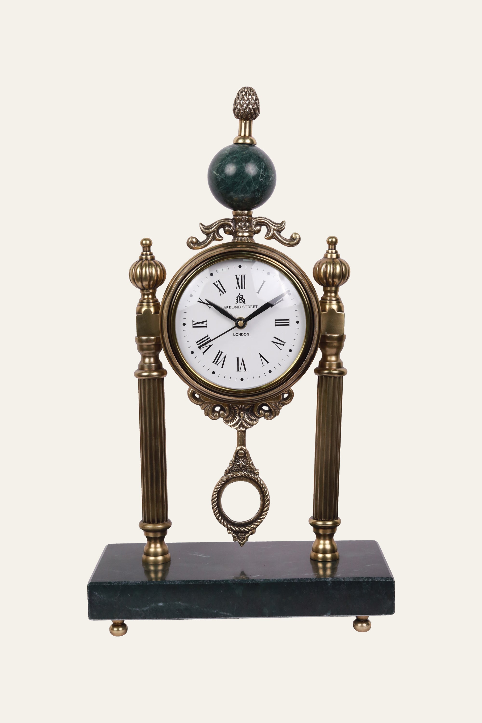 Classic Aluminium & Glass Table Clock in Antique Finish