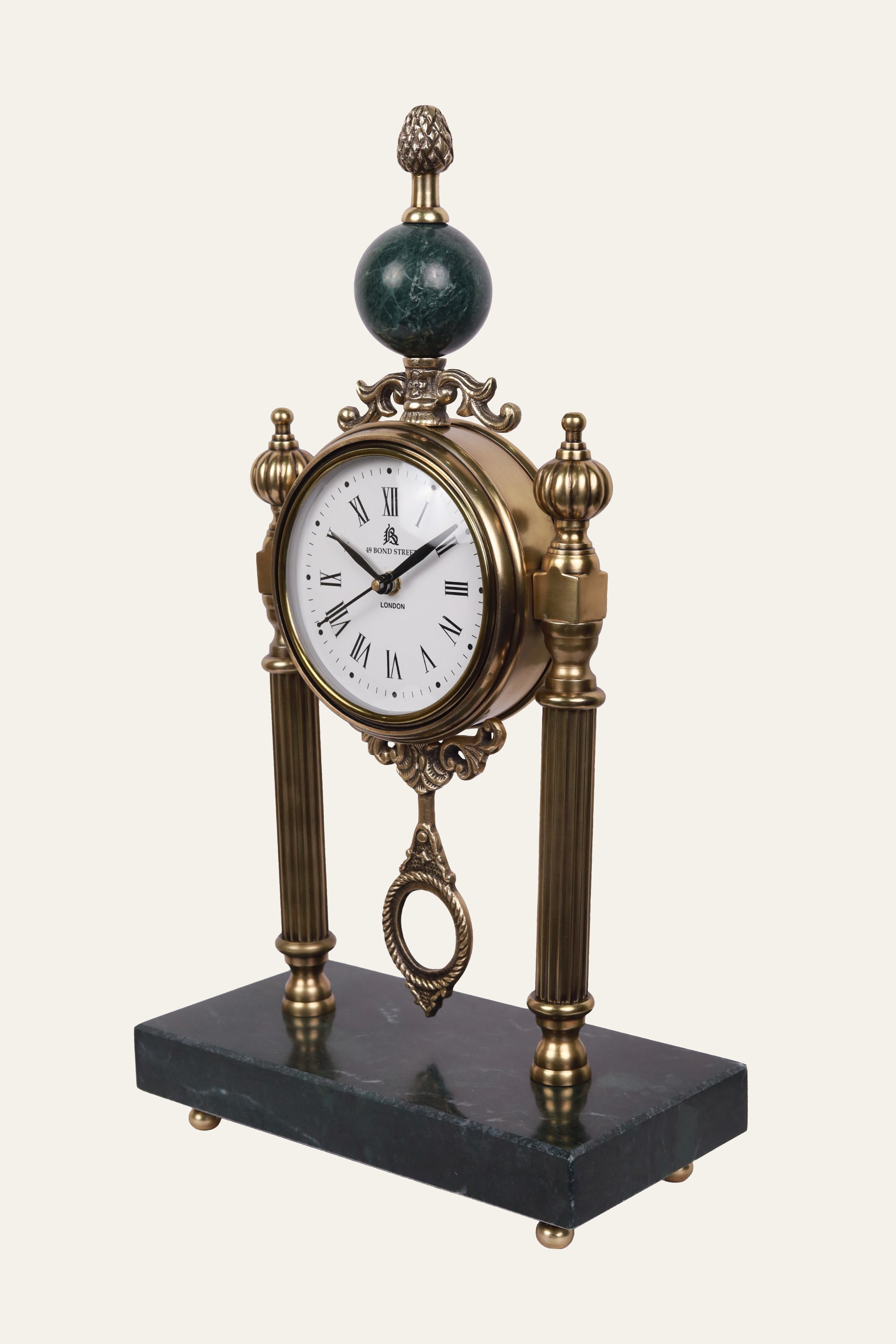 Classic Aluminium & Glass Table Clock in Antique Finish
