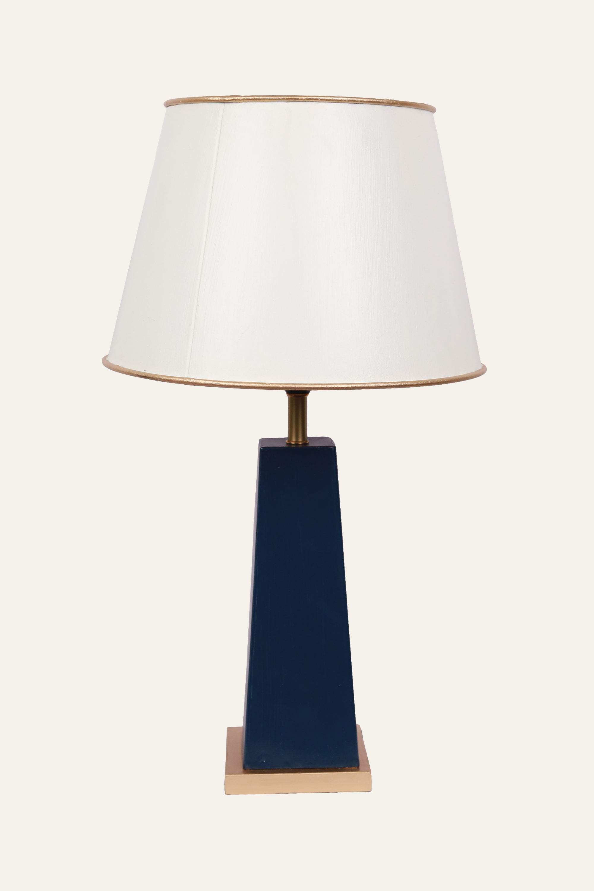 Ivory Metal Table Lamp with Blue Metal Base