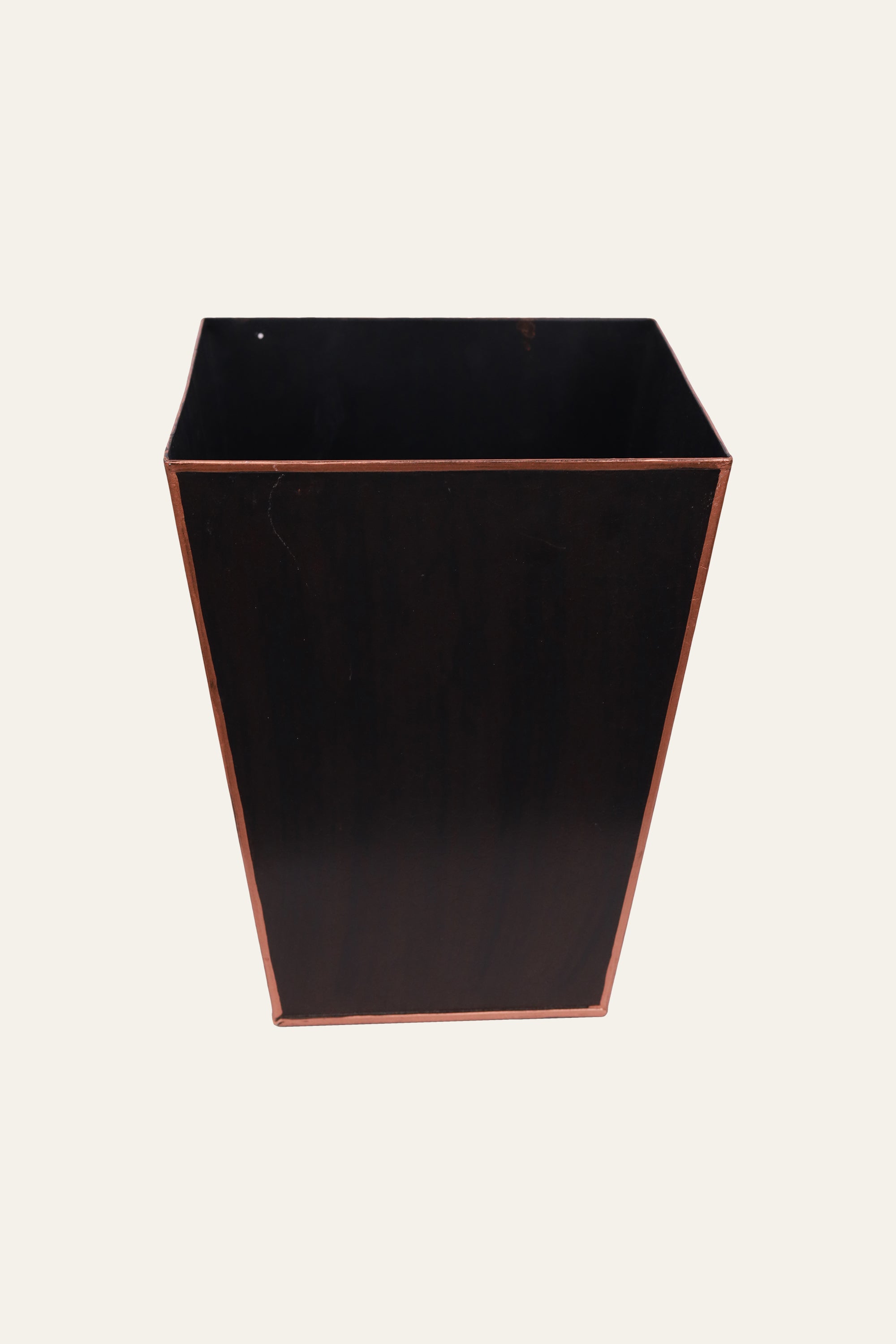 Black Metal Bin with Copper Finish | Premium Home Accessory