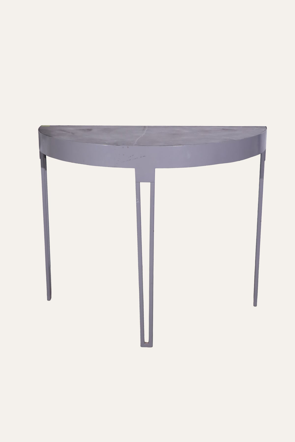 Half Round Console Table with Metal Frame for Narrow Entryways