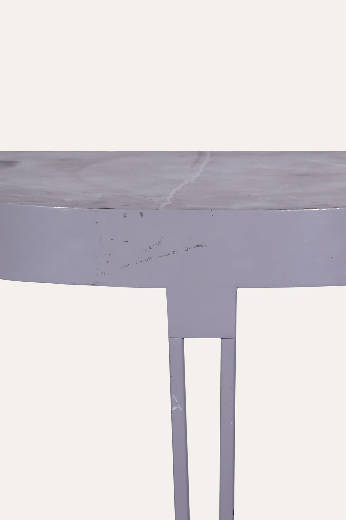 Half Round Console Table with Metal Frame for Narrow Entryways