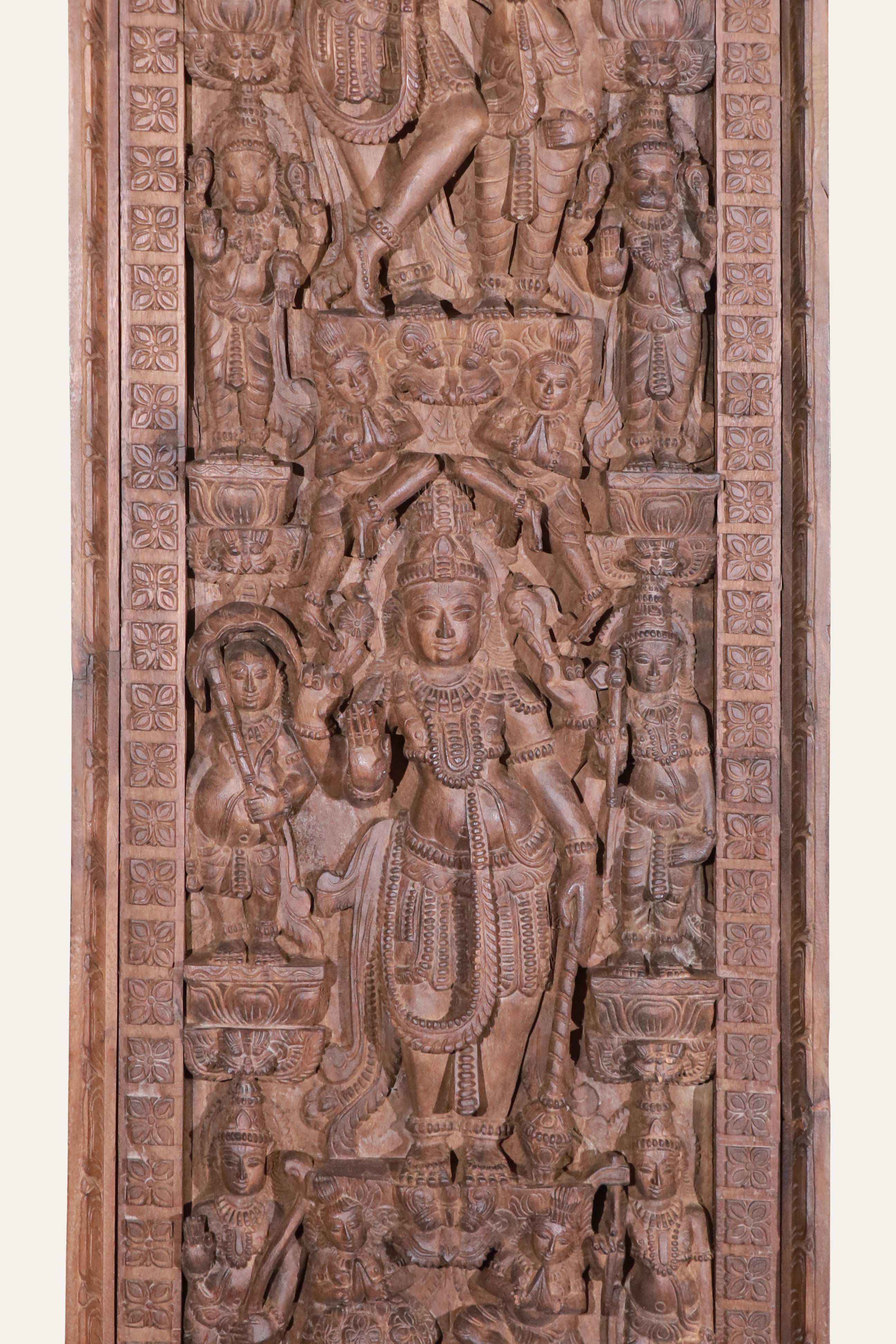 Rectangular Hand-Carved Hindu Diety Wall Panel