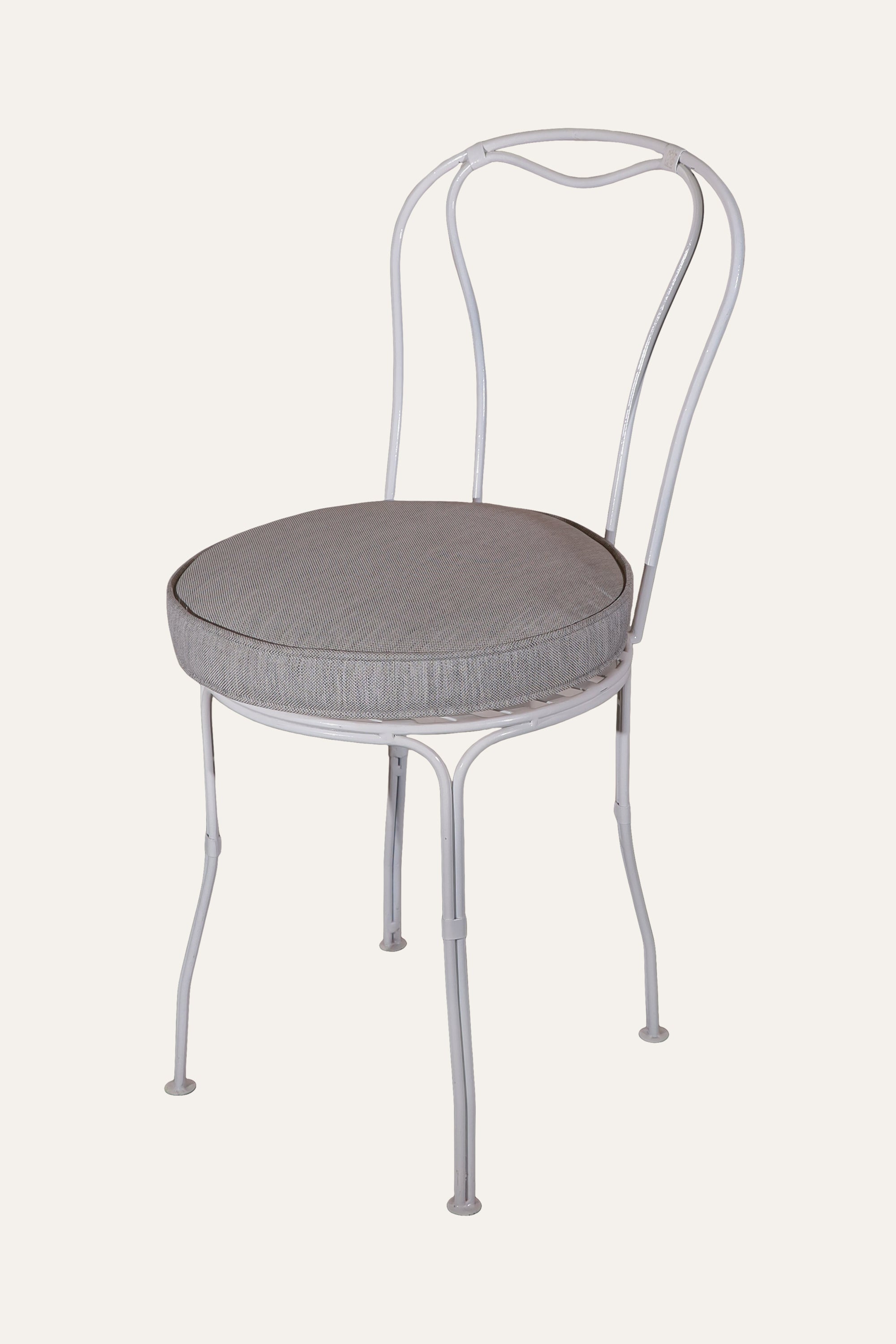White Metal Dining Chair with Upholstered Seat for Dining Room