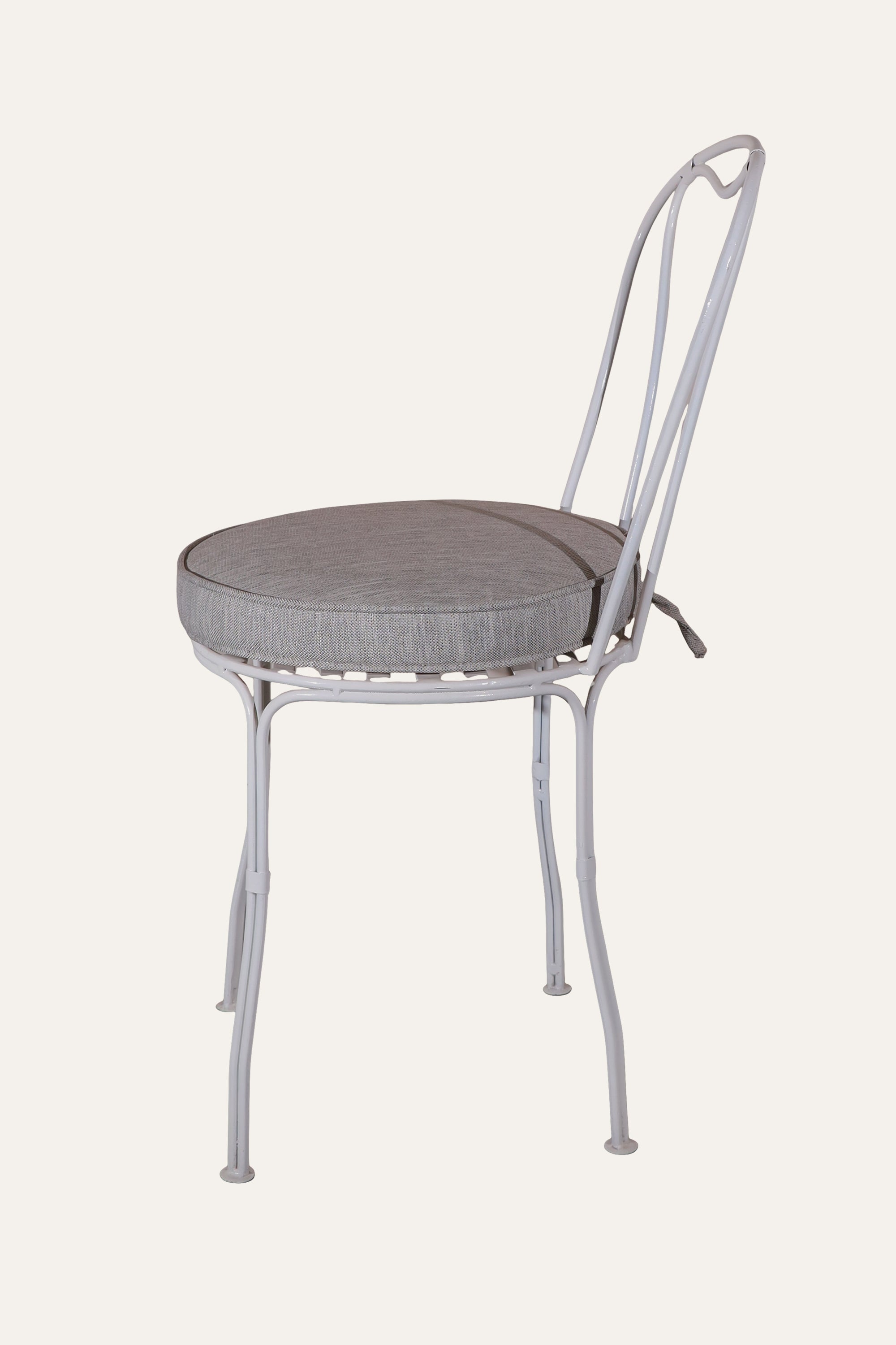 White Metal Dining Chair with Upholstered Seat for Dining Room