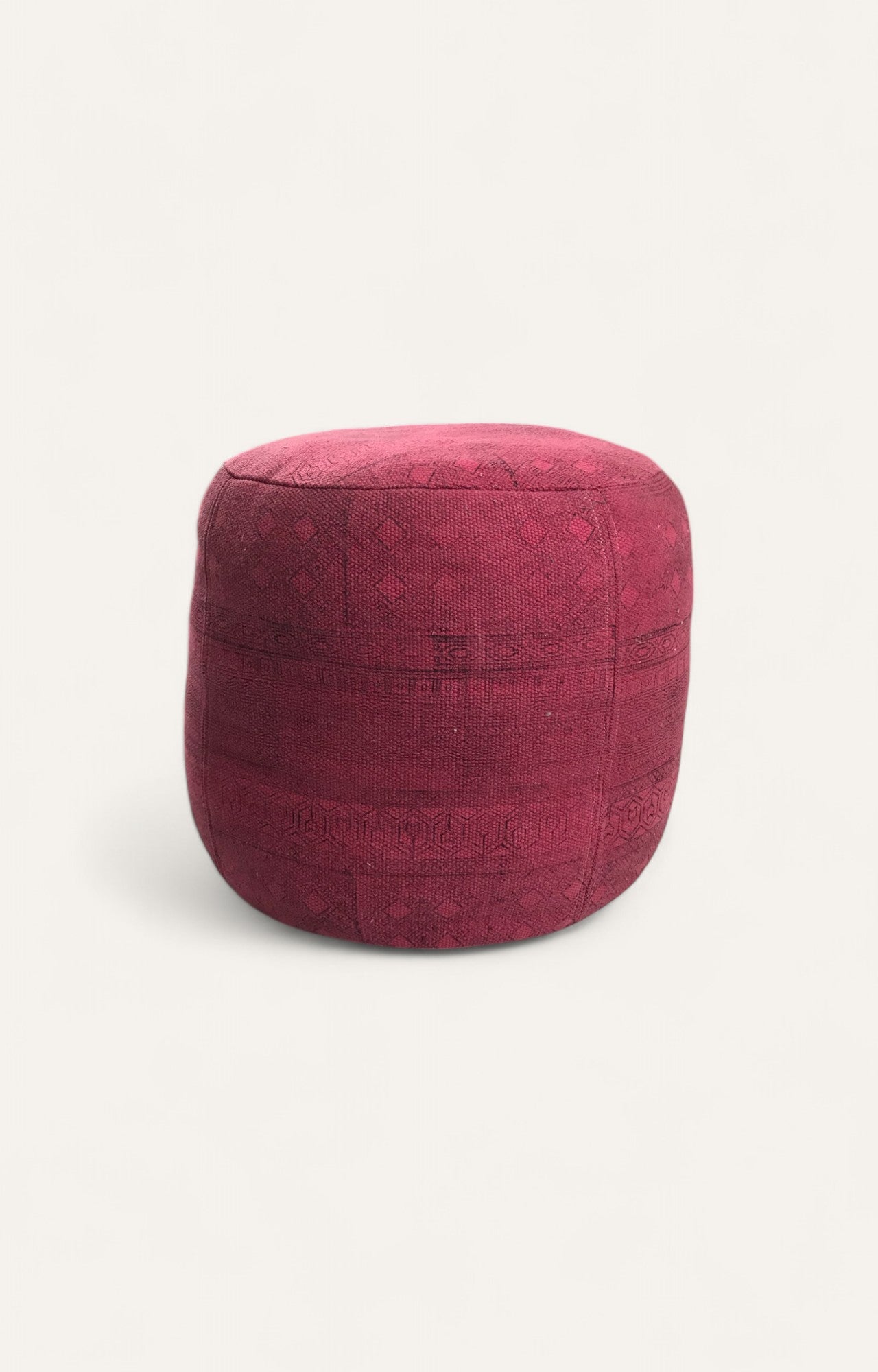 Handwoven Dhurrie Block Print Pouf Stool