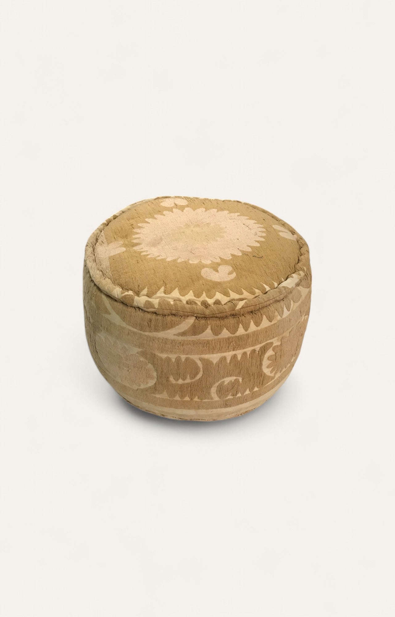 Embroidered Cotton Pouf Stool