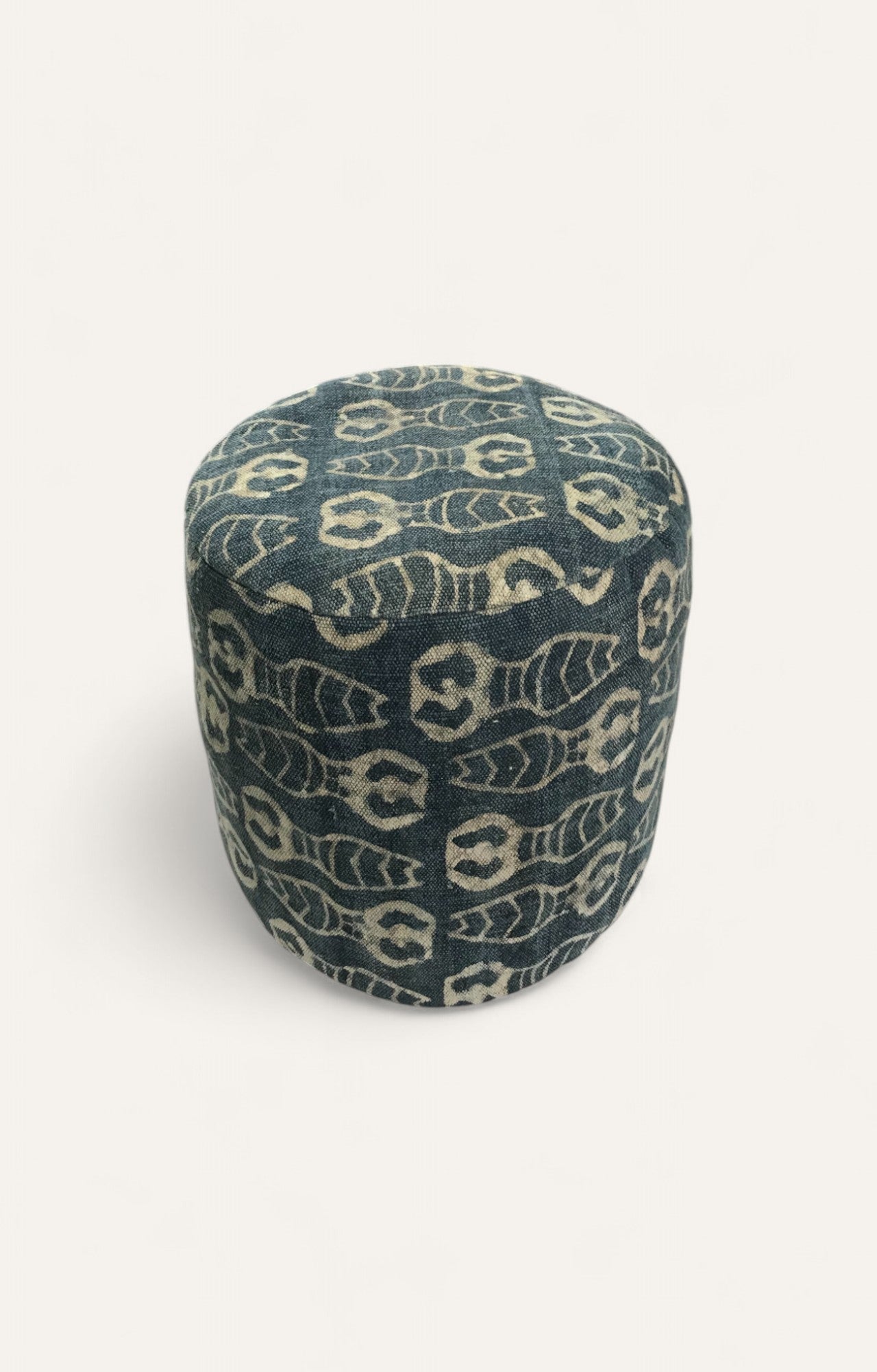 Indigo Block Print Handwoven Pouf Seat