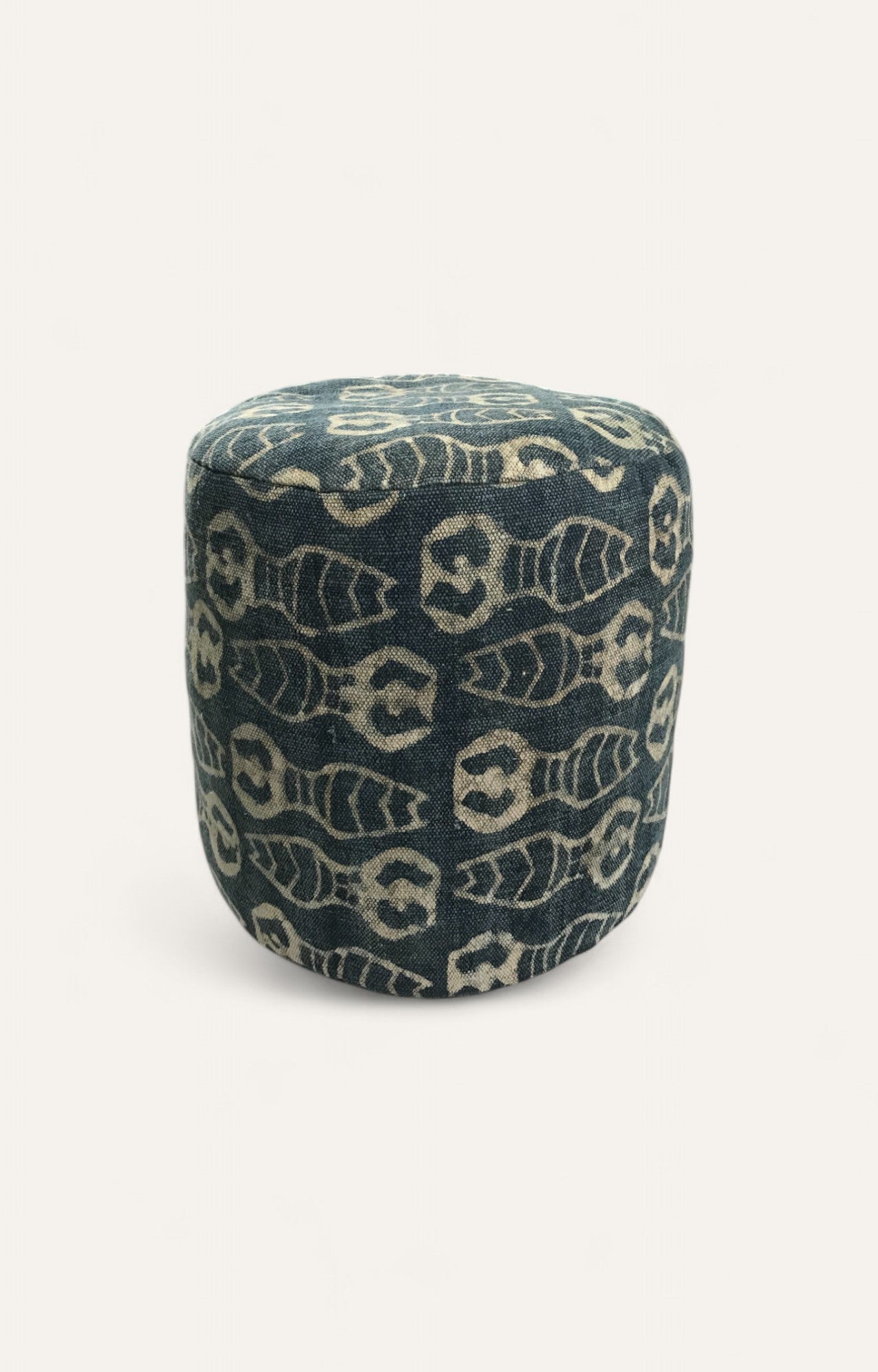 Indigo Block Print Handwoven Pouf Seat