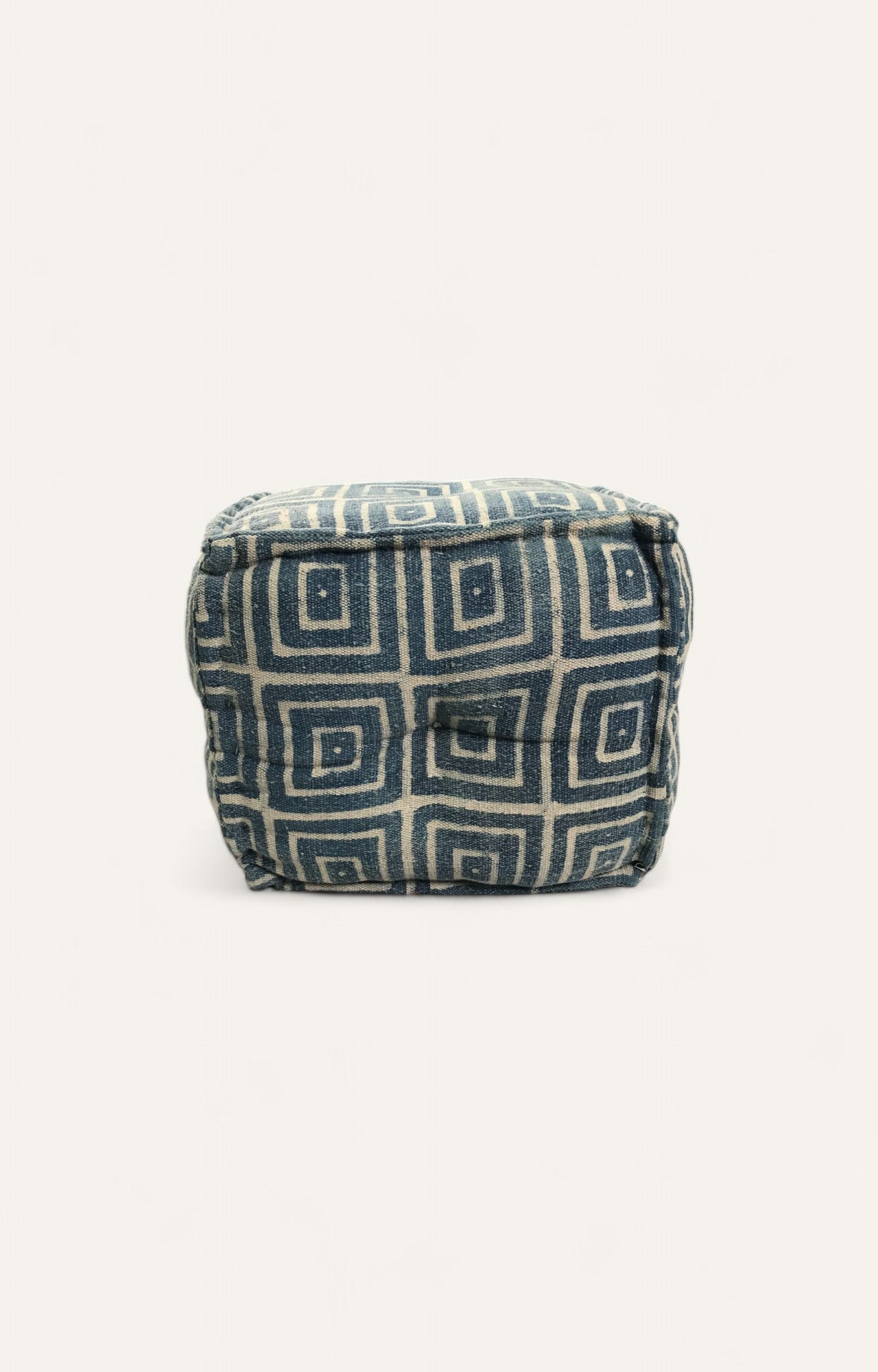 Geometric Block Print Handwoven Pouf Stool