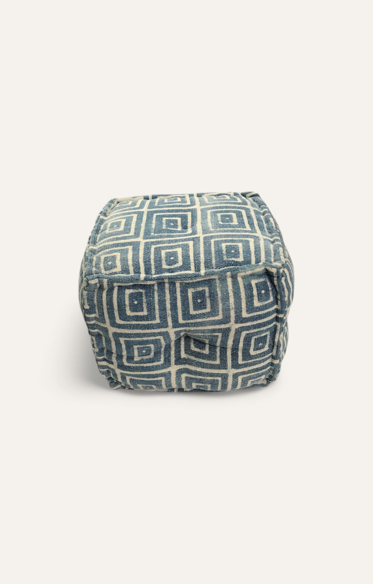 Geometric Block Print Handwoven Pouf Stool