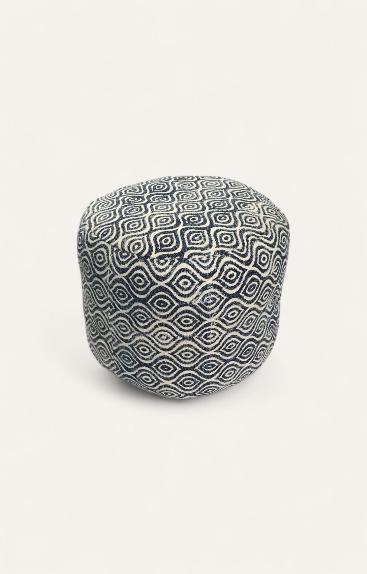 Blue and White Block Print Handwoven Pouf Seat