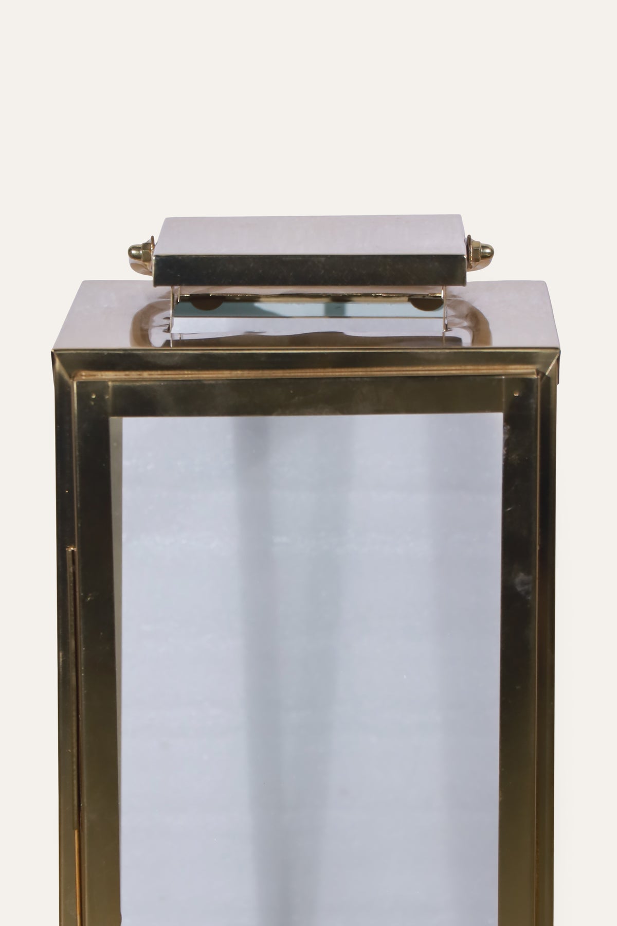 Tall Gold Toned Metal Lantern for Candle Display