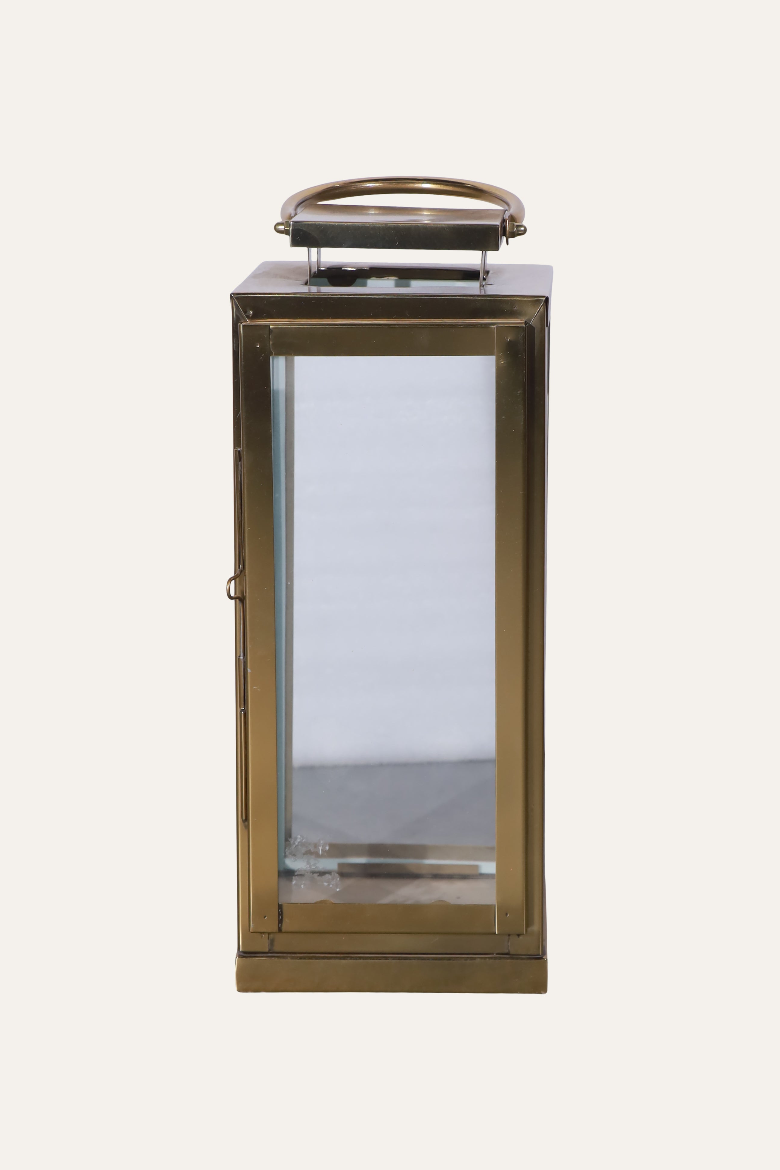 Tall Gold Toned Metal Lantern for Candle Display