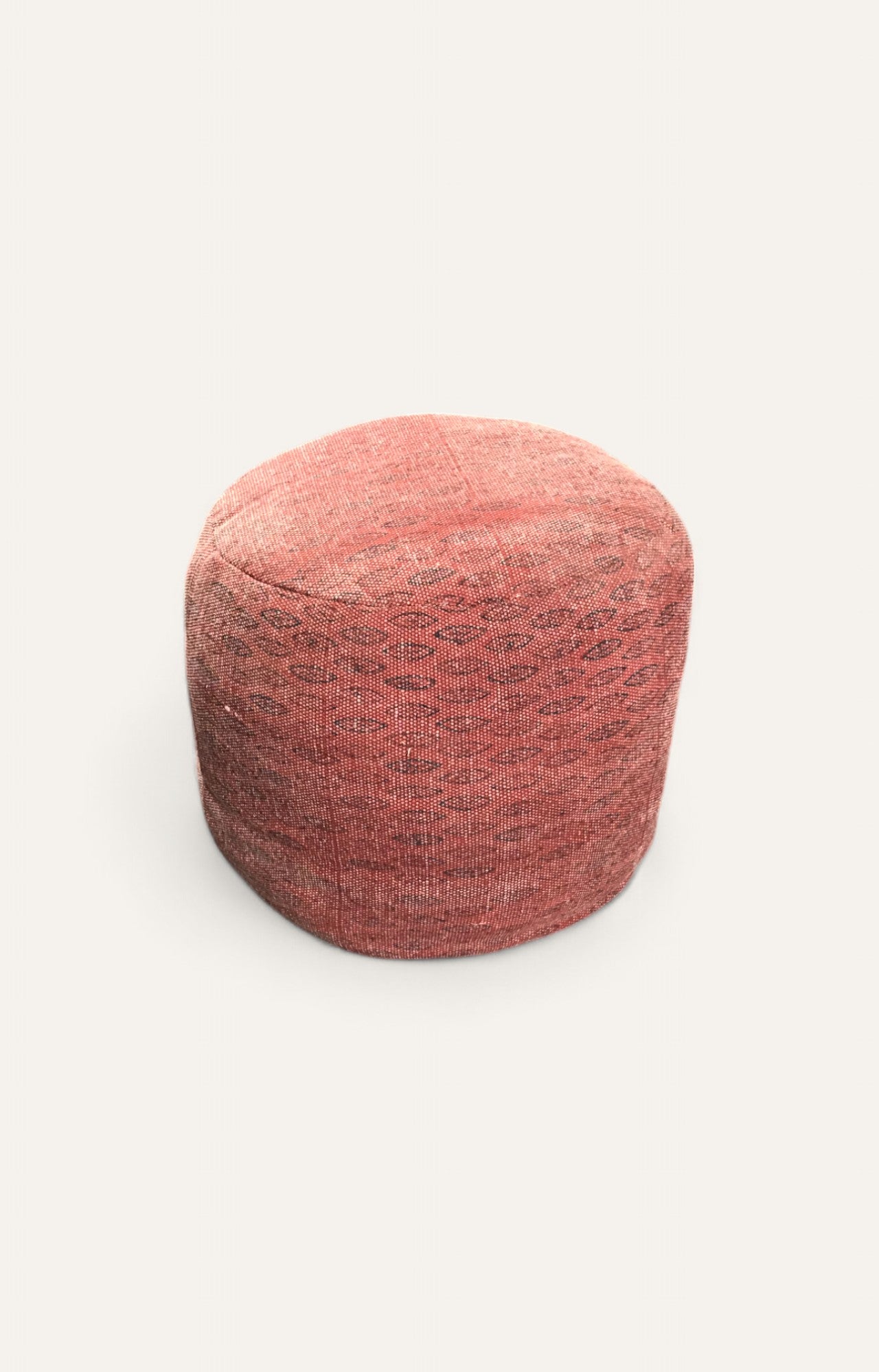 Handwoven Dhurrie Pouf Ottoman in Burgundy