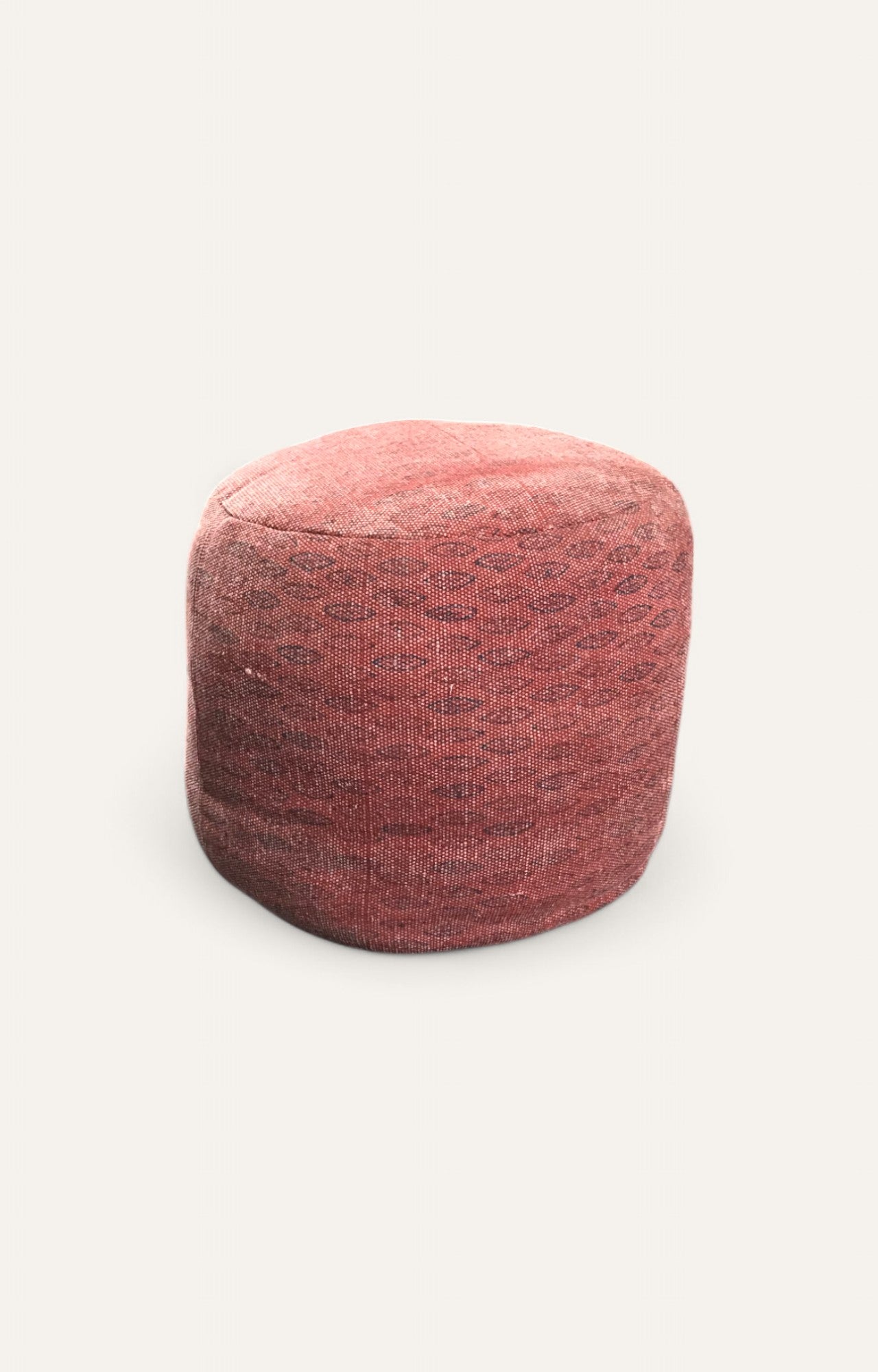 Handwoven Dhurrie Pouf Ottoman in Burgundy