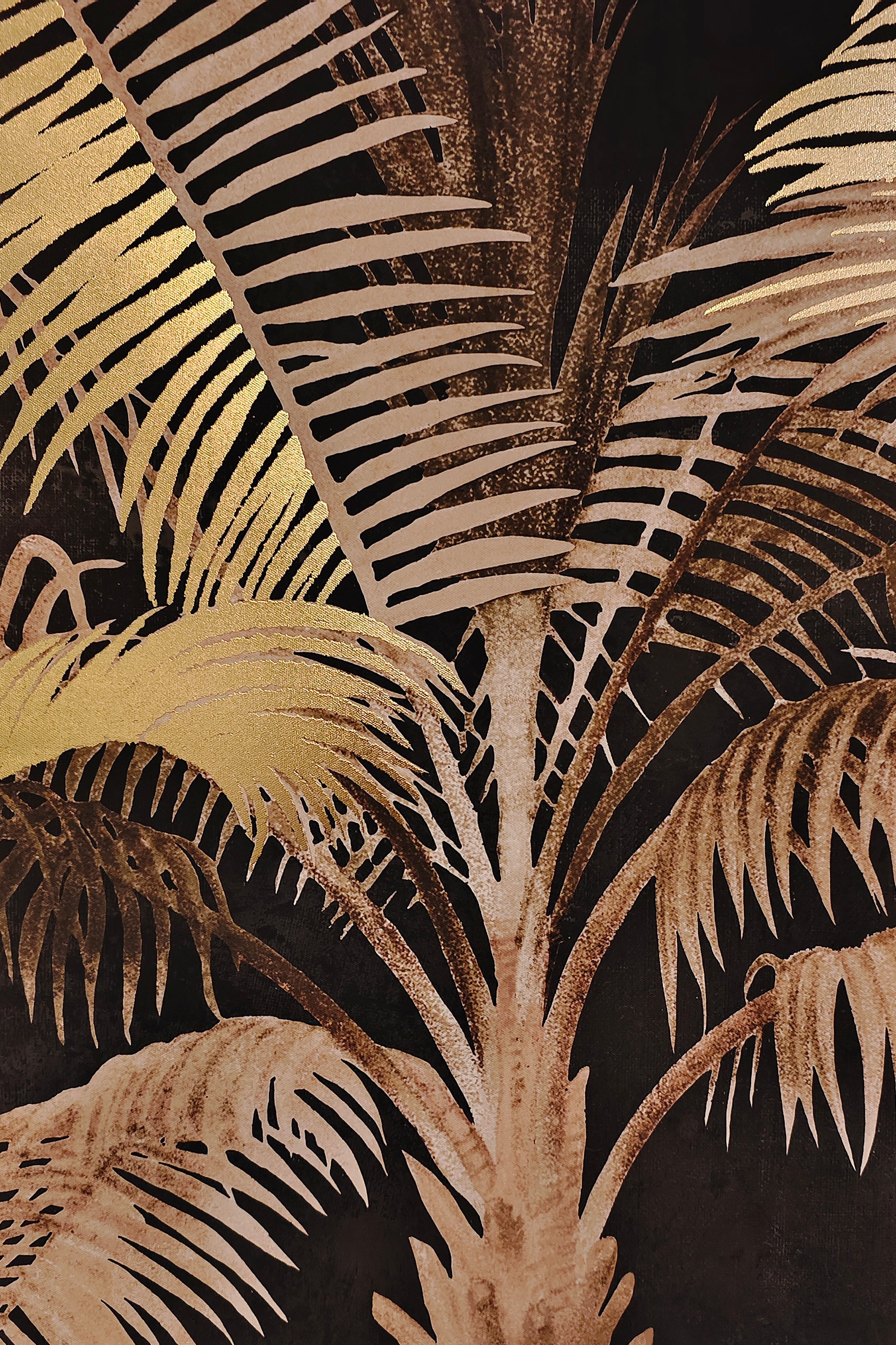 Golden Palm Leaf Botanical Wall Art - Set of 3