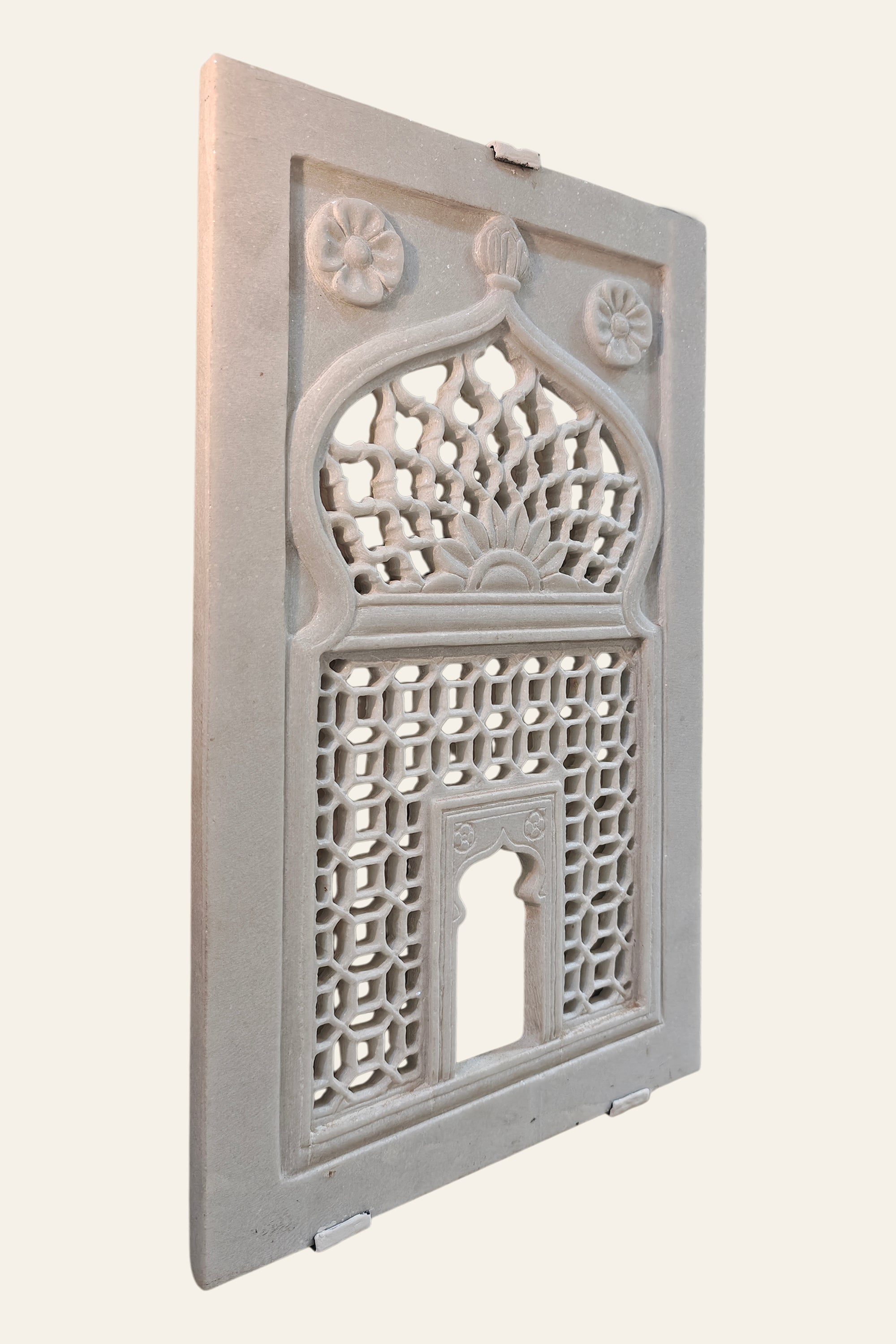 Black & White Floral Bone Inlay Jhaorka Wall Panel