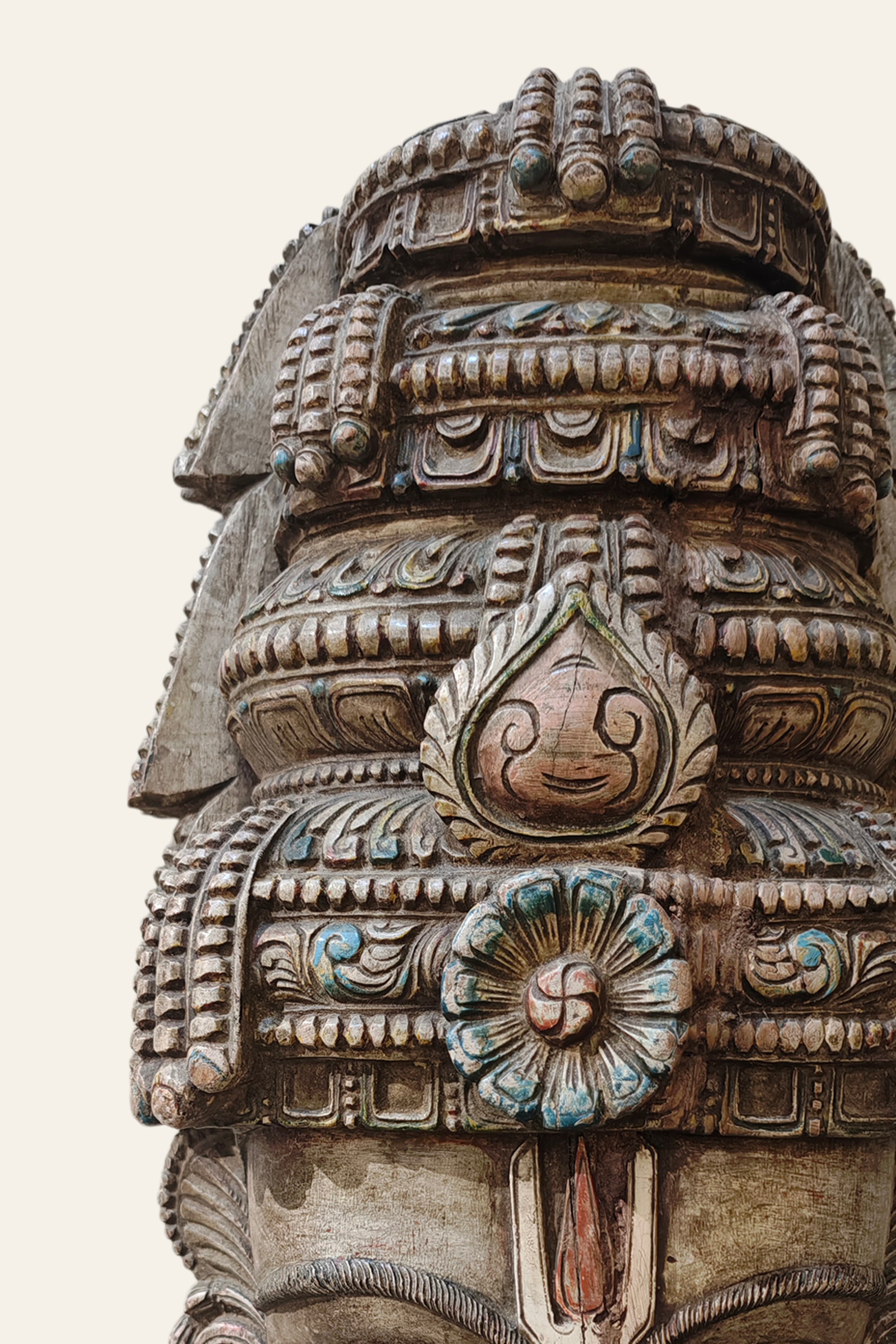Handcarved Wooden Guardian of Temples Mask Wall Hanging Decor