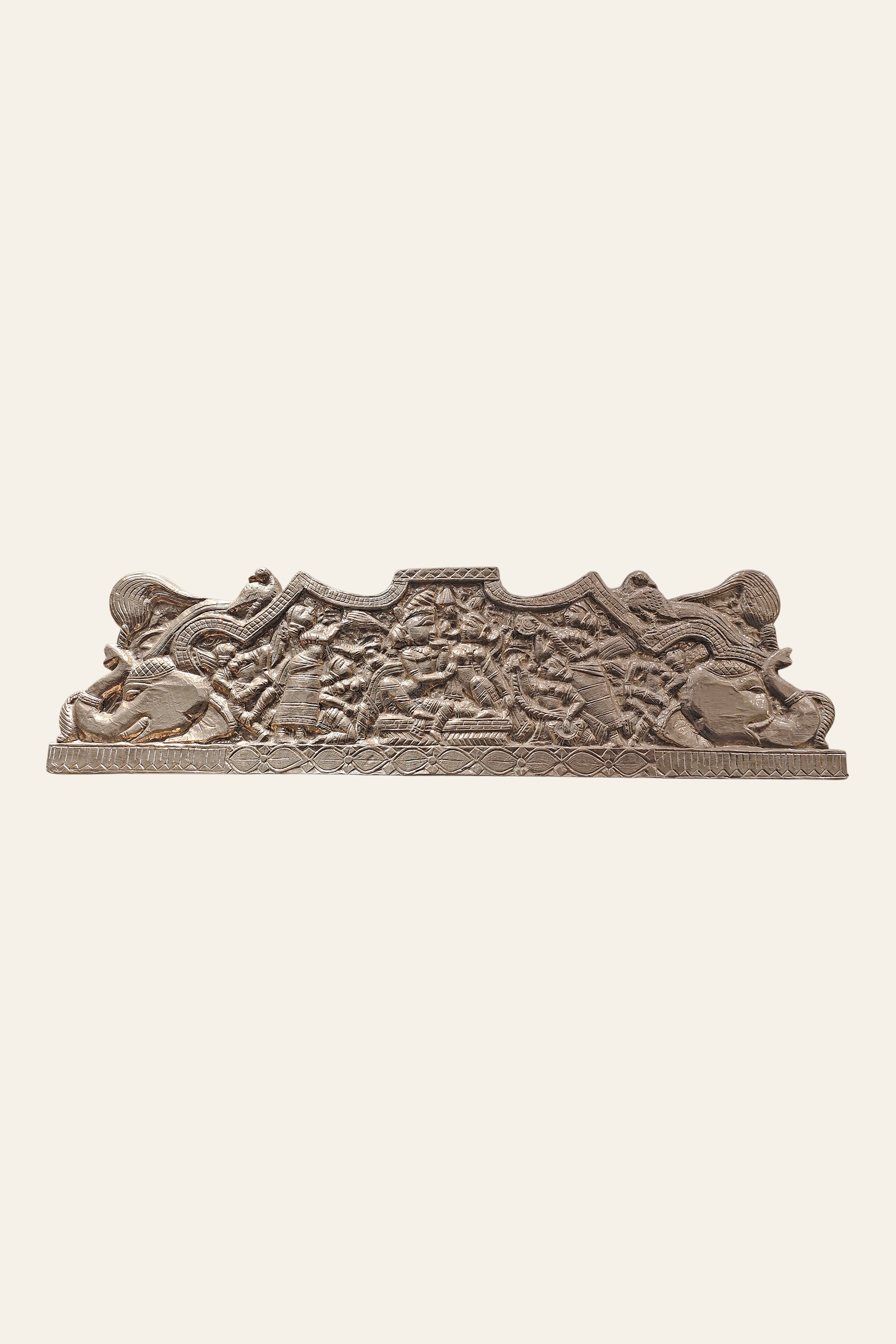 Traditional Indian Mythology Wooden Carved Wall Panel