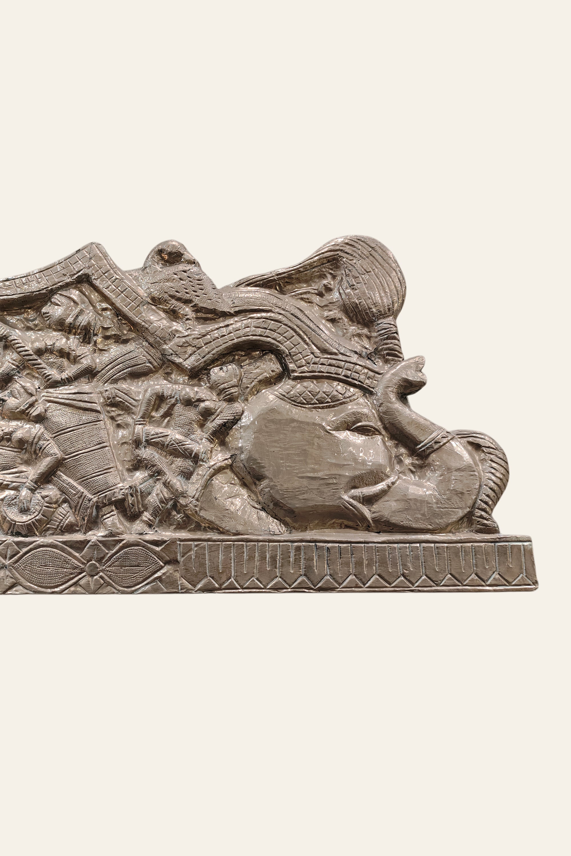 Traditional Indian Mythology Wooden Carved Wall Panel