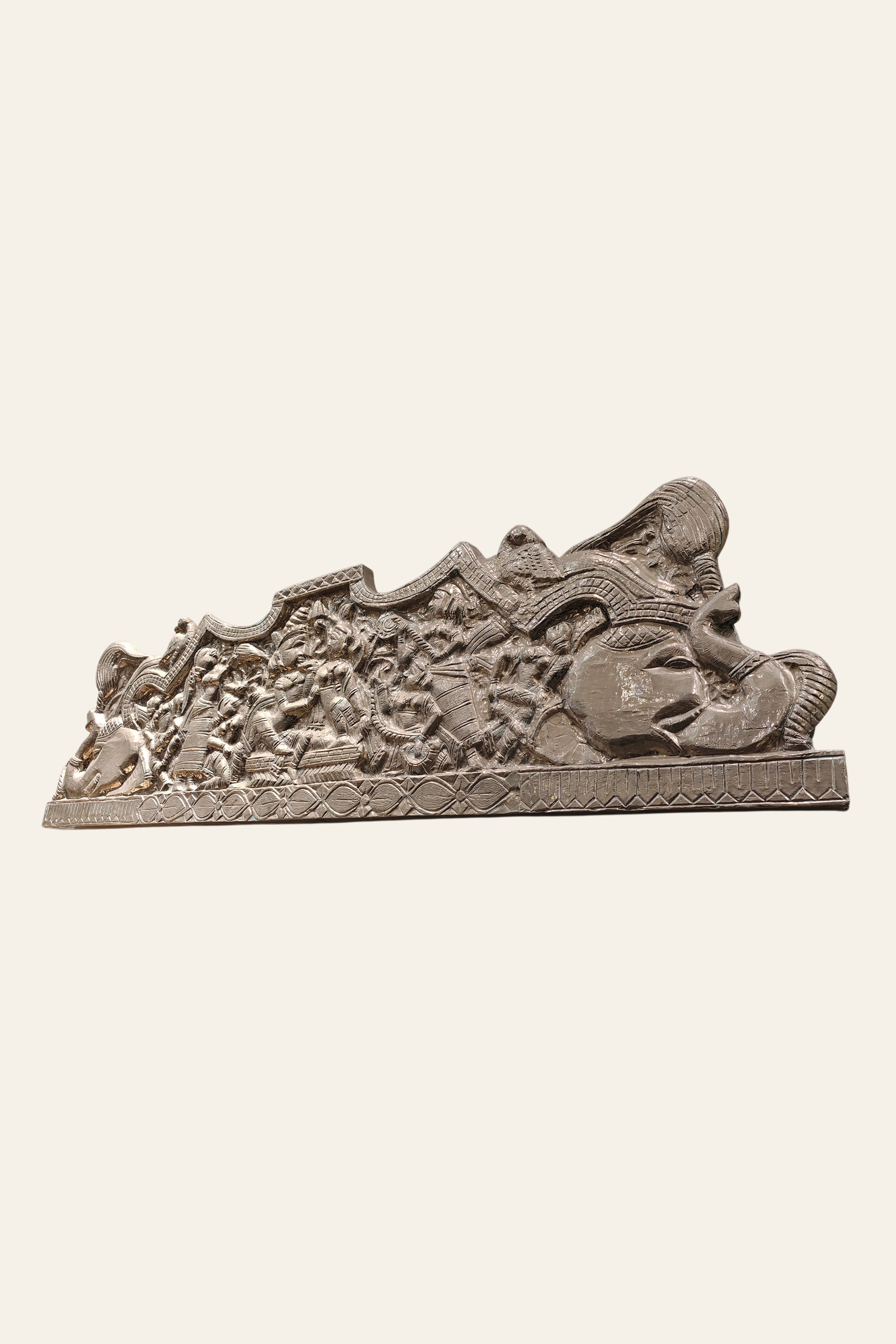 Traditional Indian Mythology Wooden Carved Wall Panel