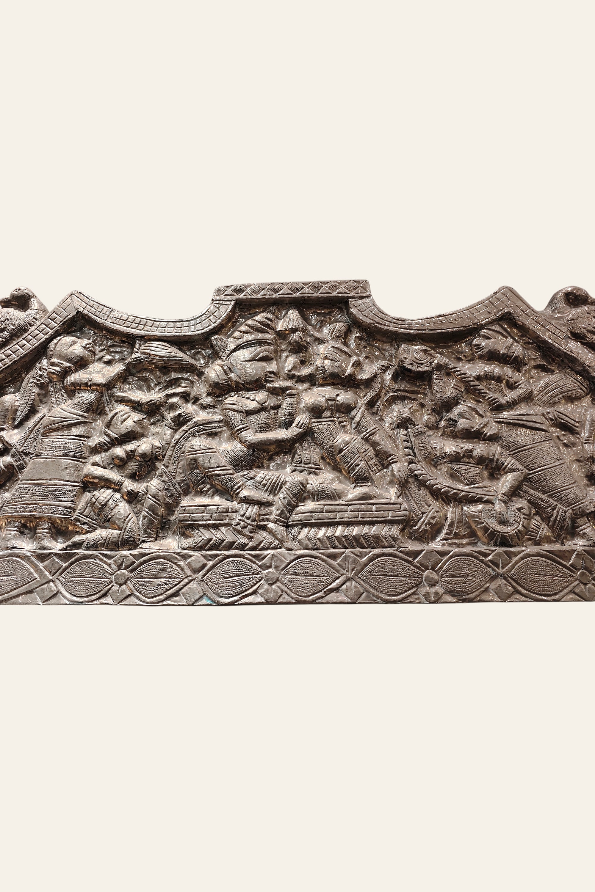 Traditional Indian Mythology Wooden Carved Wall Panel