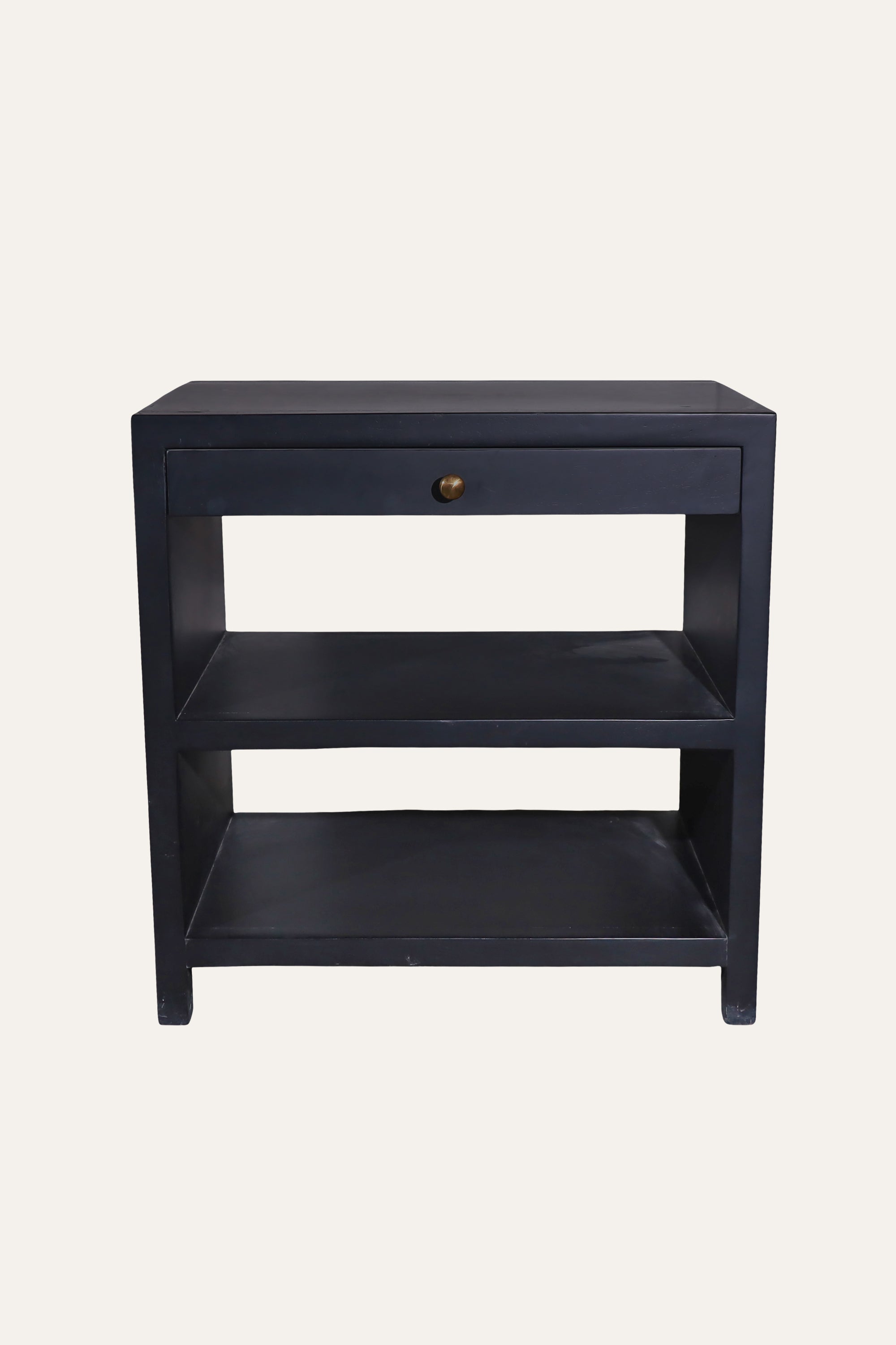 Black Open-Shelf Bedside Table for Modern Bedroom Storage