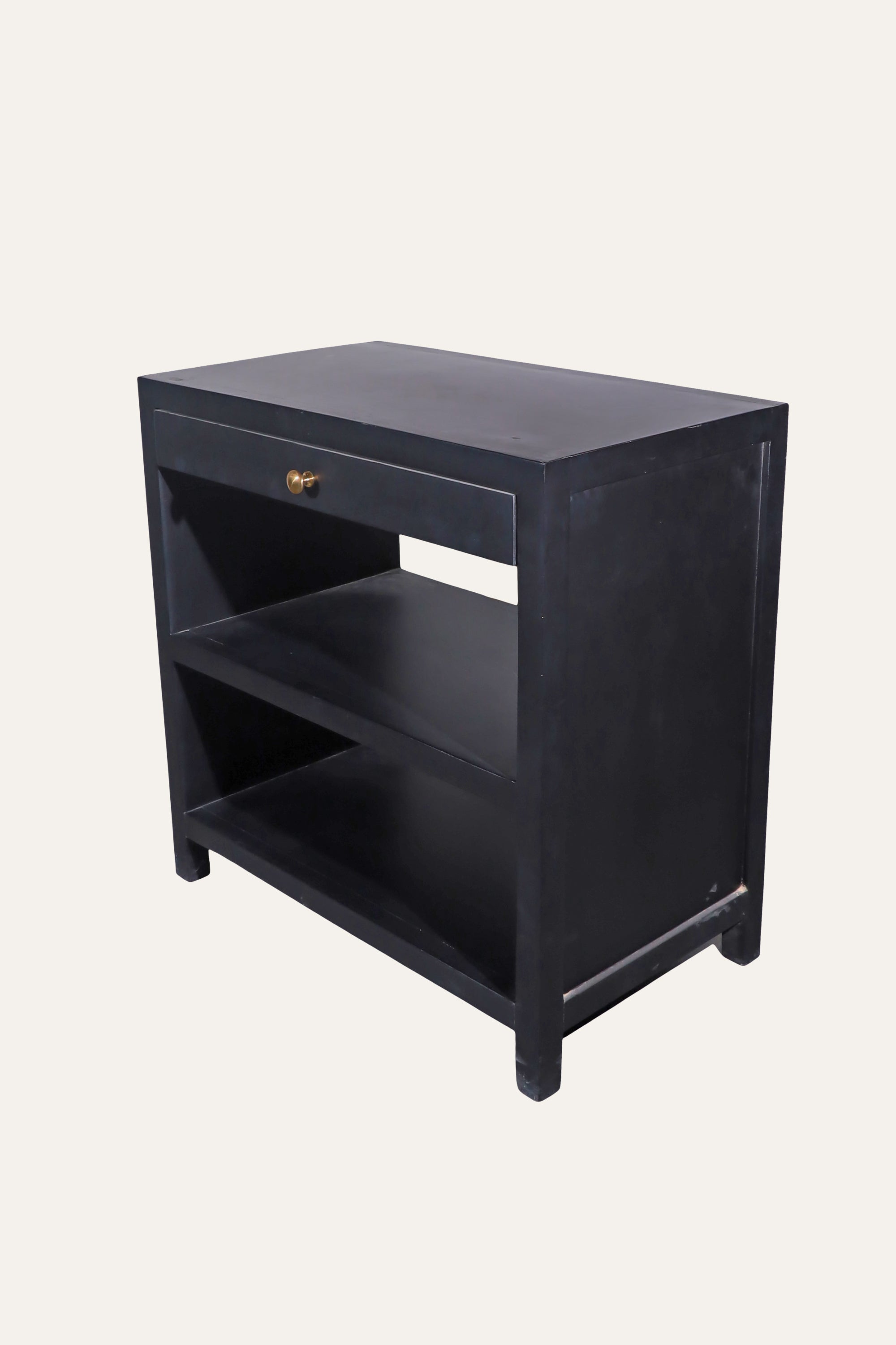 Black Open-Shelf Bedside Table for Modern Bedroom Storage