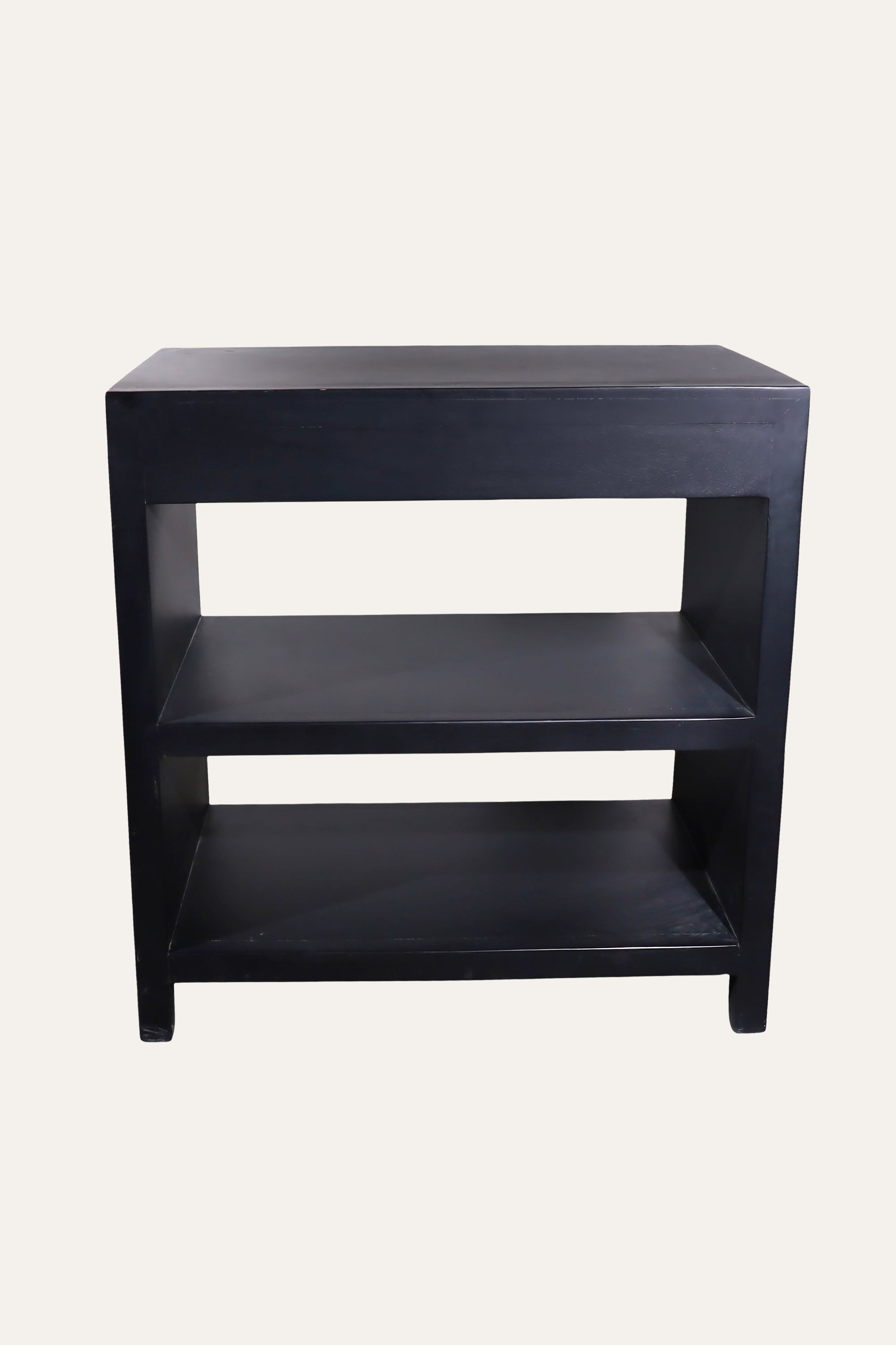 Black Open-Shelf Bedside Table for Modern Bedroom Storage