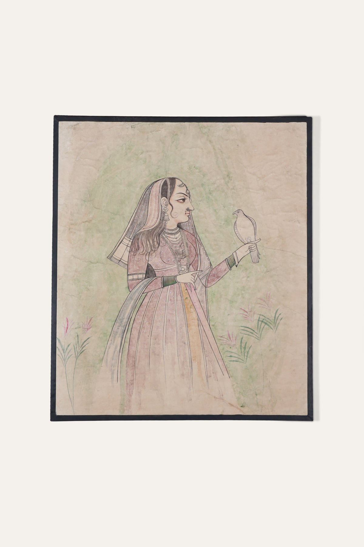 Traditional Woman Ragini Watercolor Painting for Hallway Decor